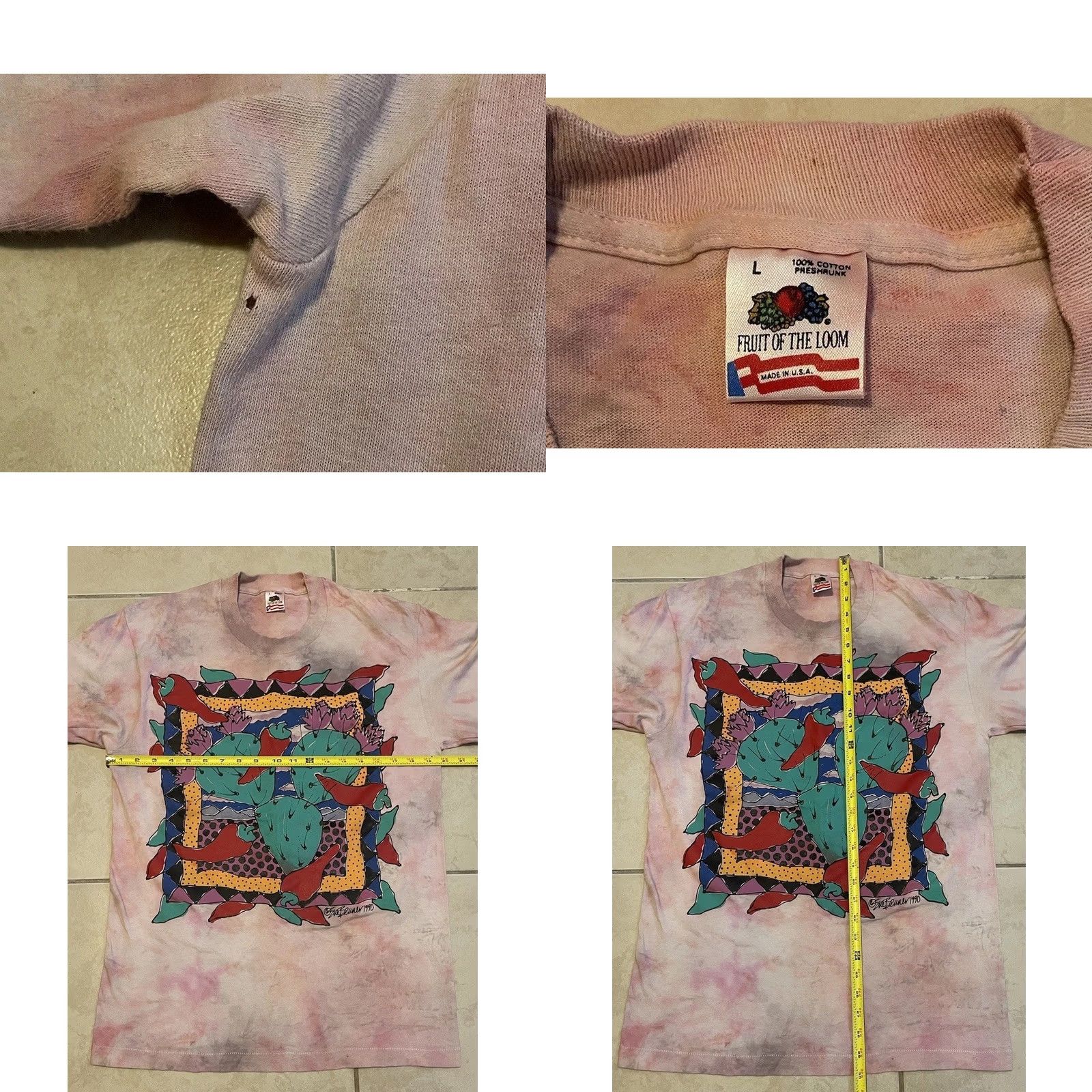 Vintage VINTAGE Cactus Abstract Art Faded AOP Shirt L USA Pink 90s 80s Grunge Sun Palm Trees Beach Single Stitch Men T-Shirt Long Sleeve Tie Dye Pattern Nike? Size US L / EU 52-54 / 3 - 8 Thumbnail