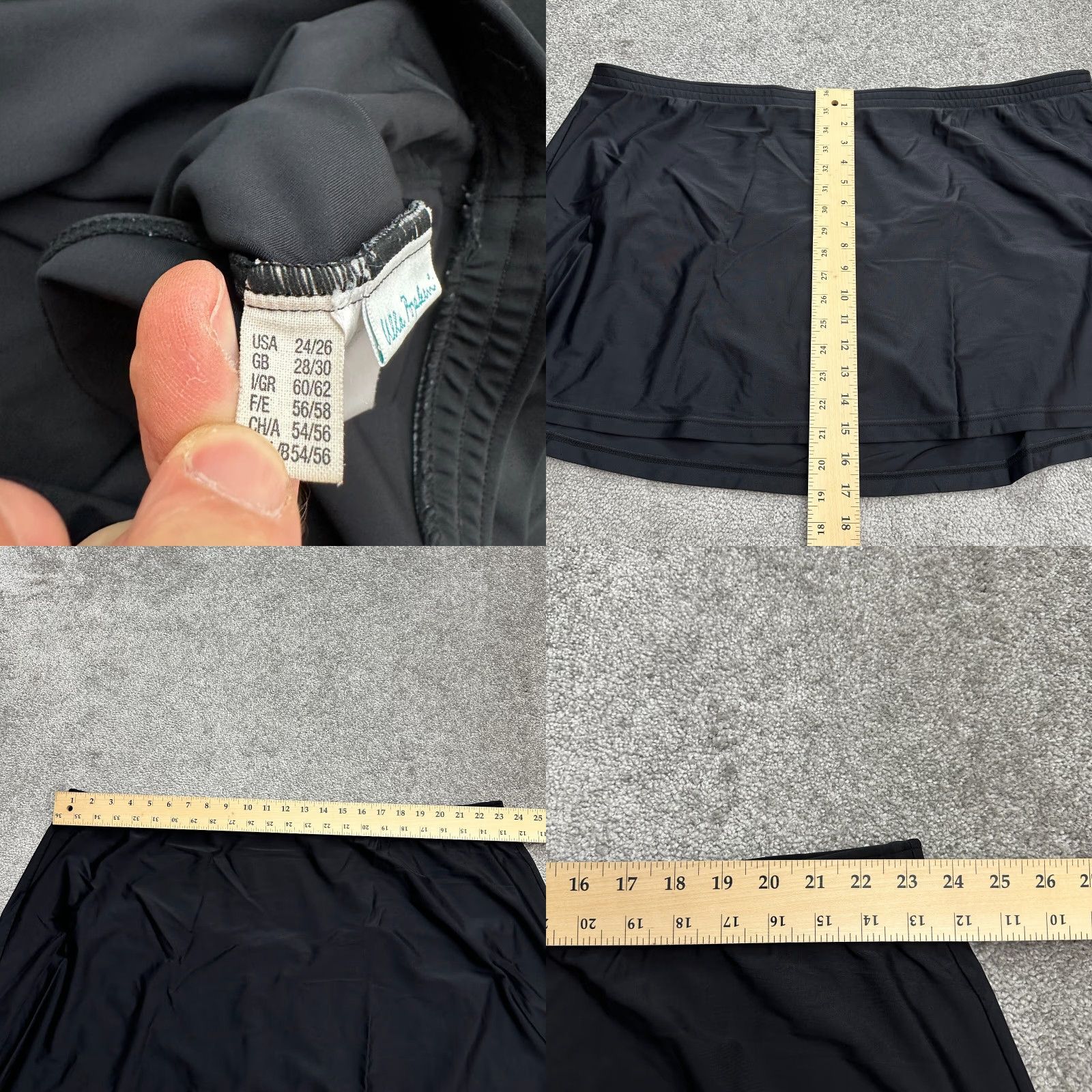 Vintage Ulla Popken Swim Skirt Women 24 Black A-Line Mini Nylon Lined Swimming Summer Size 42" / US 20 - 8 Thumbnail