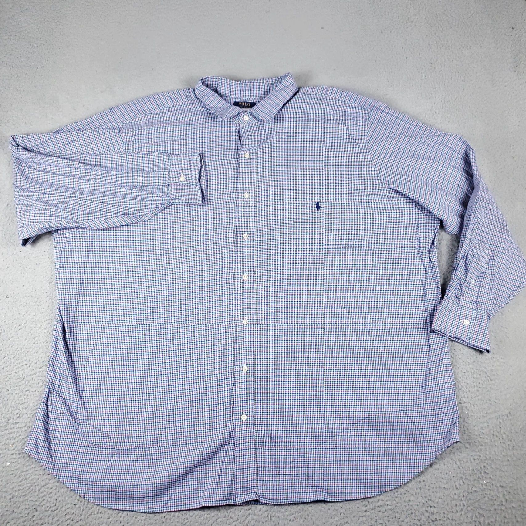 Ralph Lauren Ralph Lauren Shirt Mens 4XB Blue Pink Plaid Pony Casual Button Up Long Sleeve Shirt Size US XXL / EU 58 / 5 - 3 Thumbnail