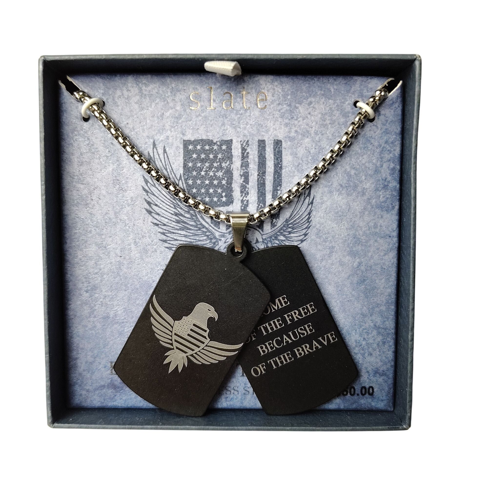 Other Slate Stainless Steel Dog Tag Necklace With Eagle Engraving Size ONE SIZE - 1 Thumbnail