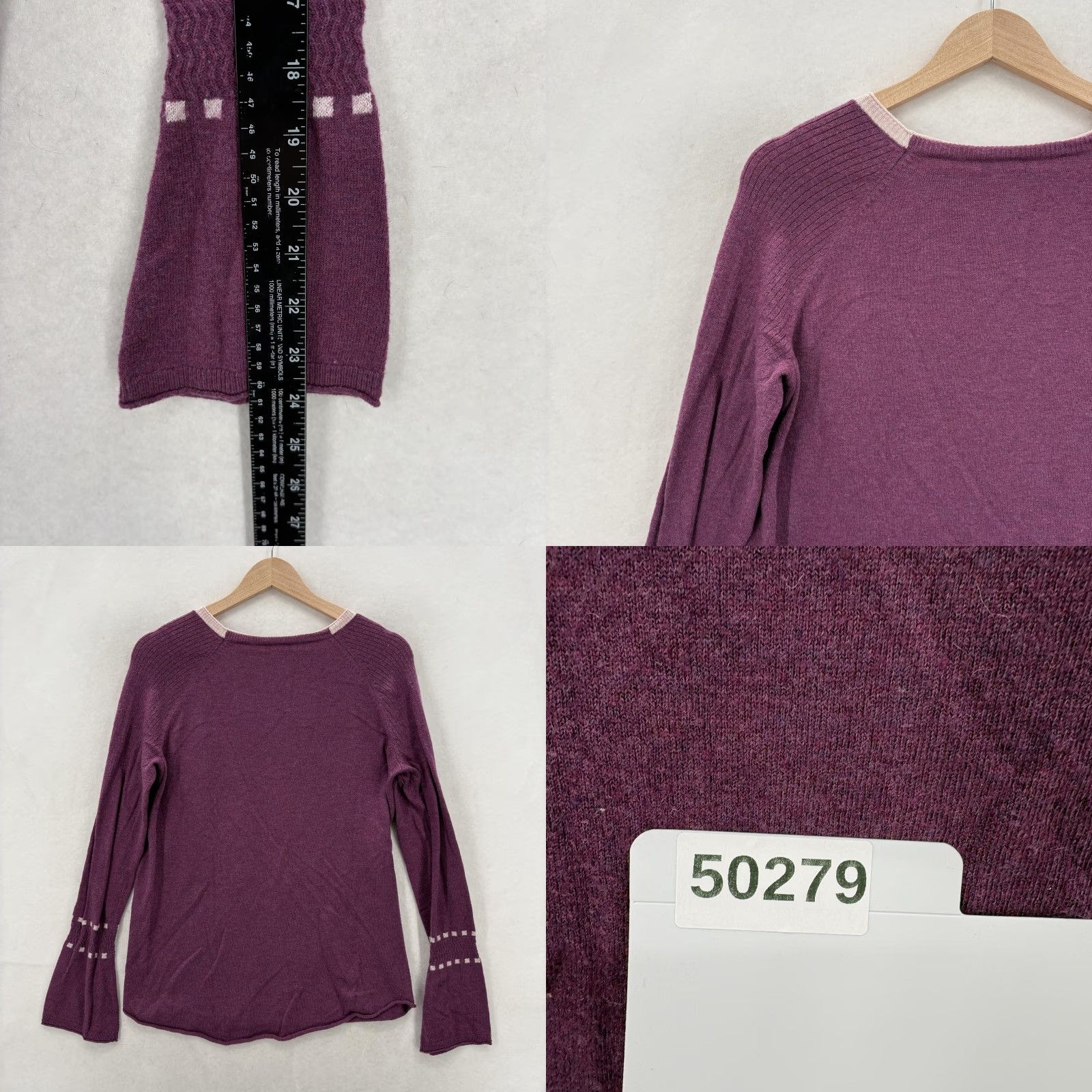 Smartwool SmartWool Sweater Womens Medium Purple Wool Crew Neck Bell Sleeve Lightweight Pullover Casual Fall Womens Size M / US 6-8 / IT 42-44 - 8 Thumbnail