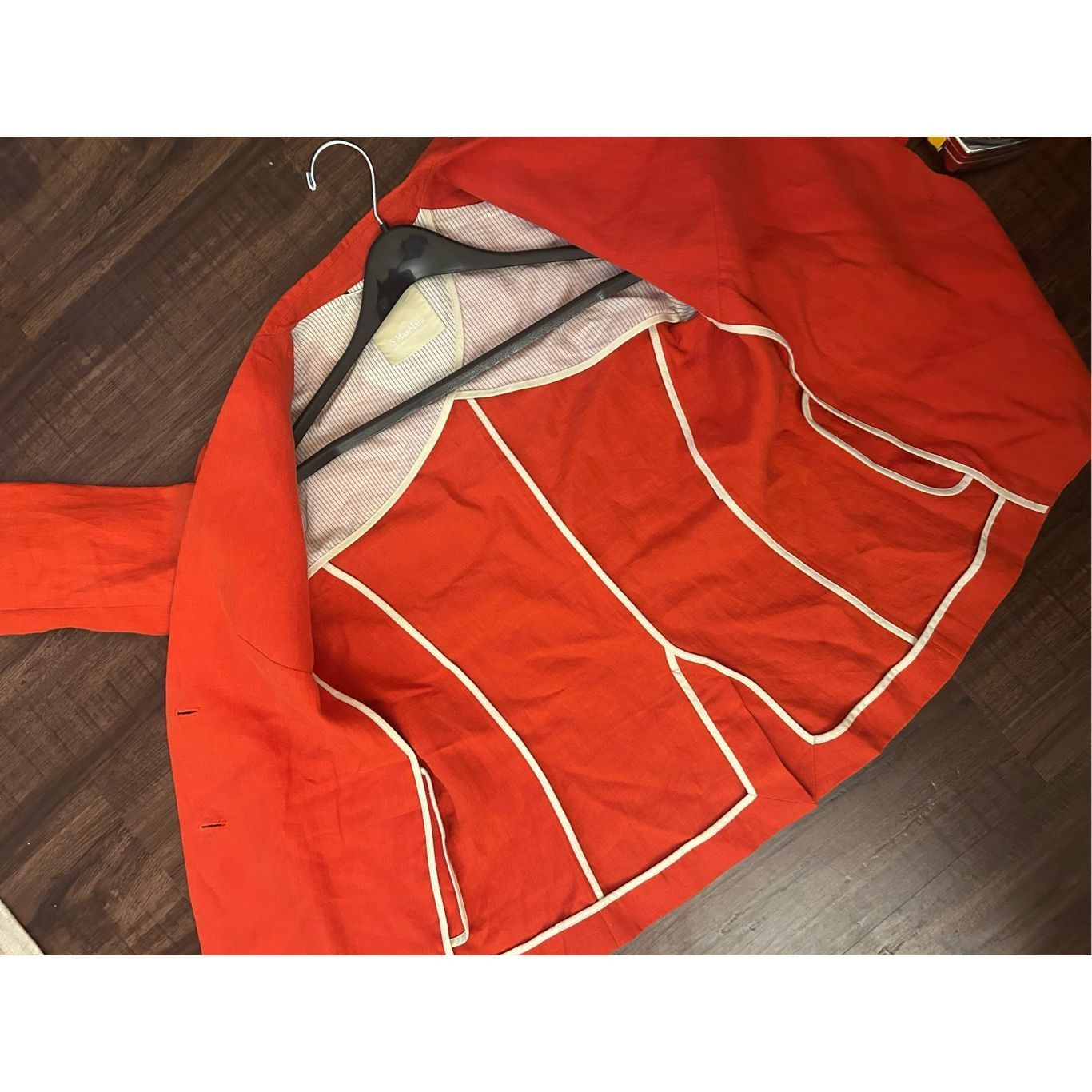 Max Mara Max Mara Linen Button Coral Orange Button Shell Blazer, *Siz Size M / US 6-8 / IT 42-44 - 9 Thumbnail
