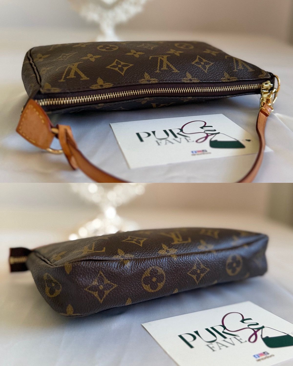 Louis Vuitton Authentic LOUIS VUITTON Pochette Brown Canvas Shoulder Bag Size ONE SIZE - 9 Thumbnail