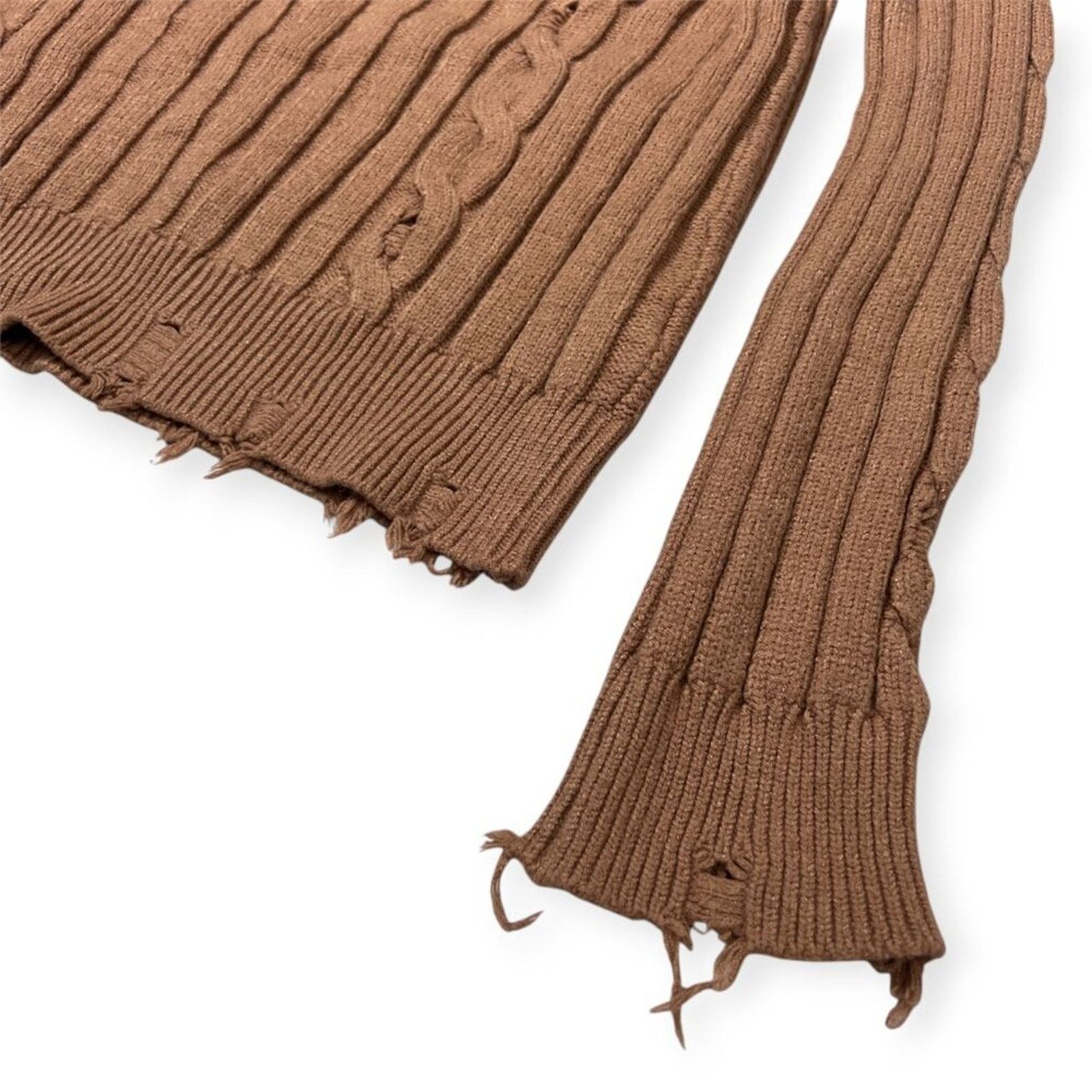 Pinko Pinko Dai Dai Distressed Ribbed Knit Sweater Brown Size S Size S / US 4 / IT 40 - 9 Thumbnail