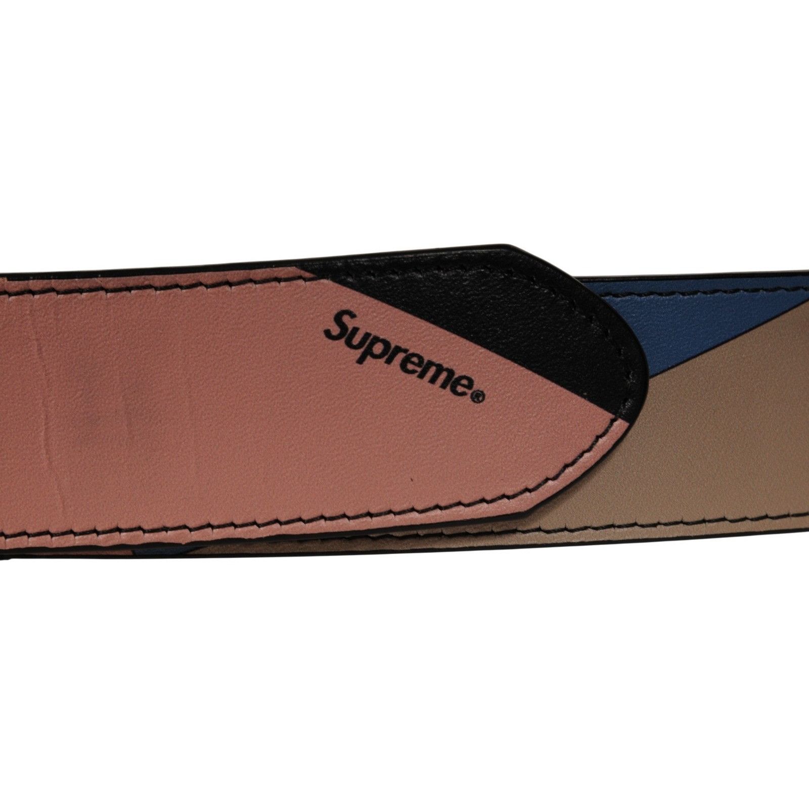 Supreme Emilio Pucci Supreme Logo Leather Belt Dusty Pink Blue Tan Size ONE SIZE - 3 Thumbnail