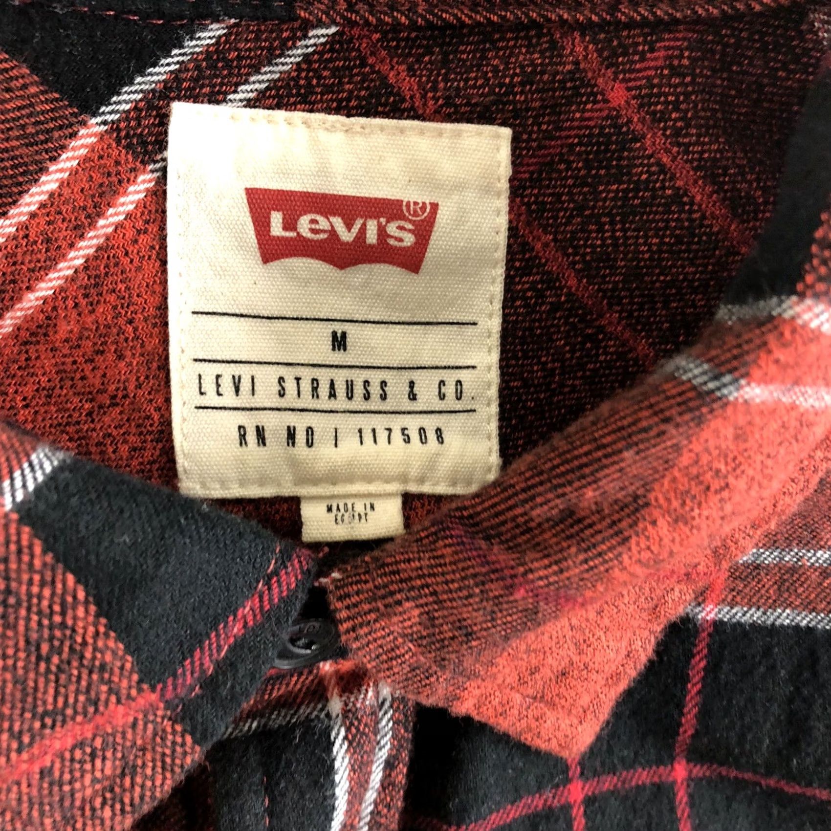 Levi's Levi's Long Sleeve Flannel Button Up Mens Red Plaid Buffalo Print Lumberjack Shirt Regular M Red Outdoors American Pockets Shirt Size US M / EU 48-50 / 2 - 6 Thumbnail