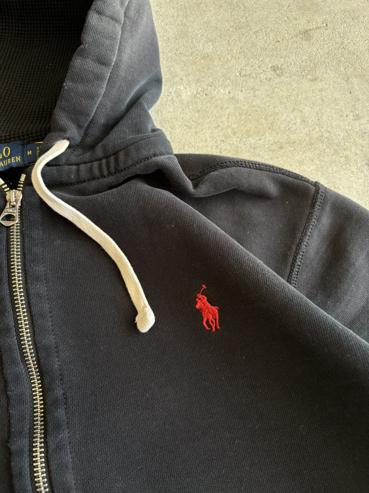 Polo Ralph Lauren Y2K Polo Ralph Lauren Black Distressed Thermal Lined Hoodie Size US M / EU 48-50 / 2 - 4 Thumbnail