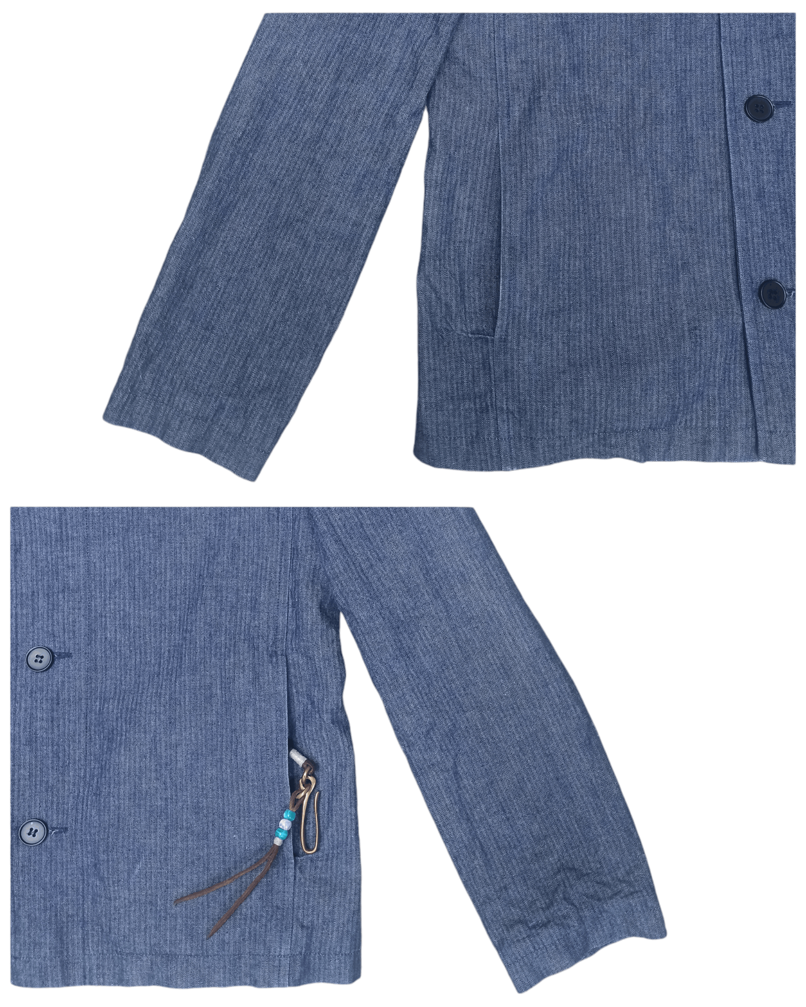 A.P.C. Jacket APC Striped Blue Jeans Hoodie Size M / US 6-8 / IT 42-44 - 5 Thumbnail