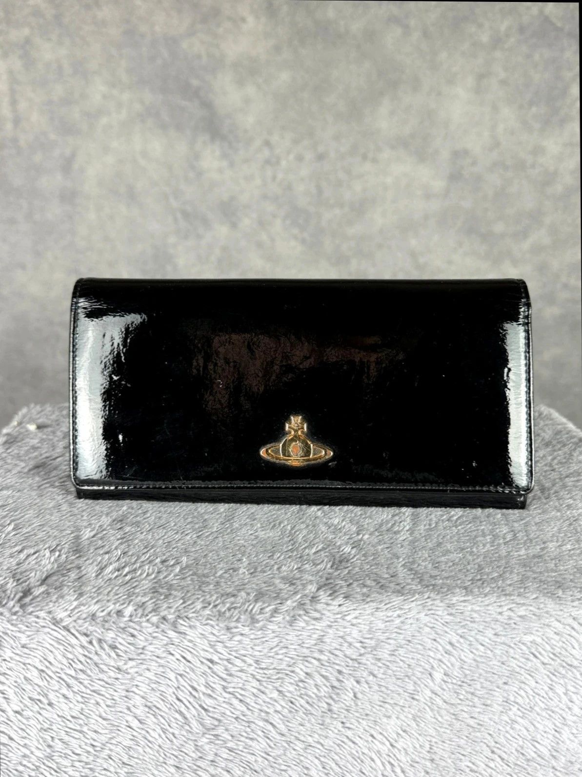 Vivienne Westwood Vivienne Westwood Patent Leather Wallet Gold Logo Size ONE SIZE - 1 Thumbnail