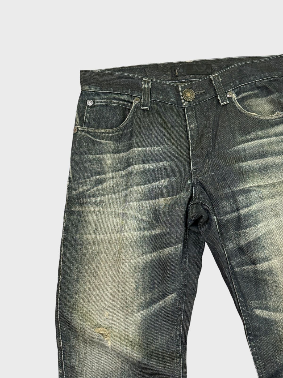 Other BACK NUMBER Distressed Rick Owen Style Waxed Denim Size US 31 - 4 Thumbnail