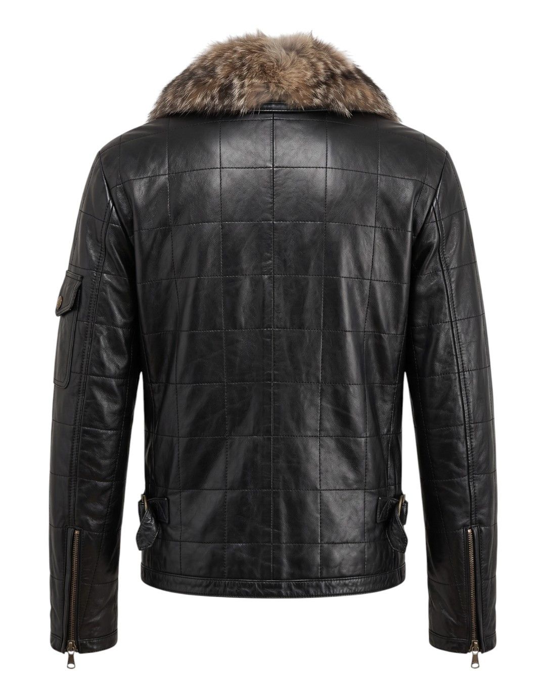 Roberto Cavalli FOX FUR COLLAR LEATHER BOMBER JACKET Size US M / EU 48-50 / 2 - 2 Thumbnail