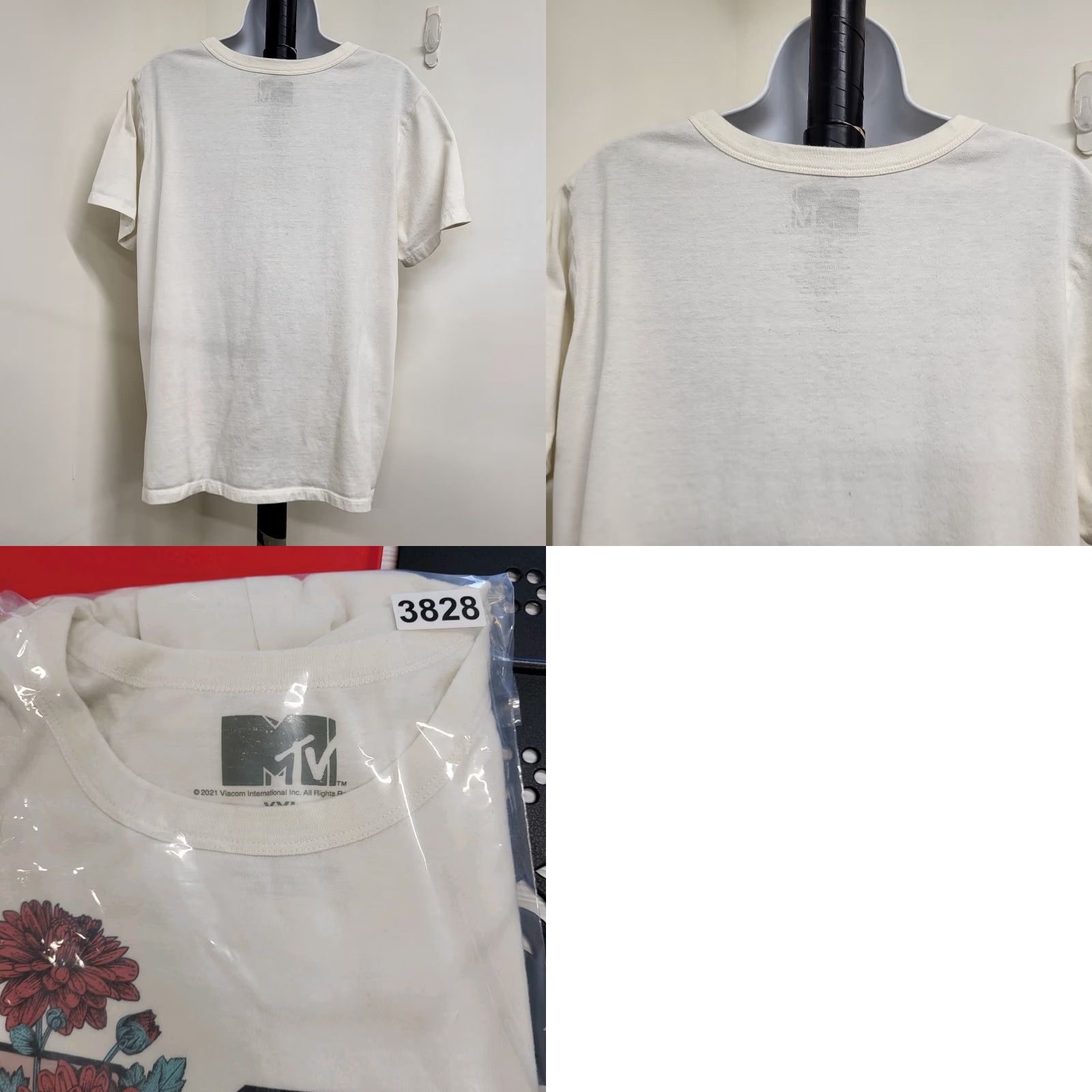 Etro MTV Graphic T-Shirt Womens XXL Ivory White Floral Short Sleeve Crew Neck Retro Shirt Women’s Casual All Seasons Cotton Blend Size XXL / US 16-18 / IT 52-54 - 8 Thumbnail