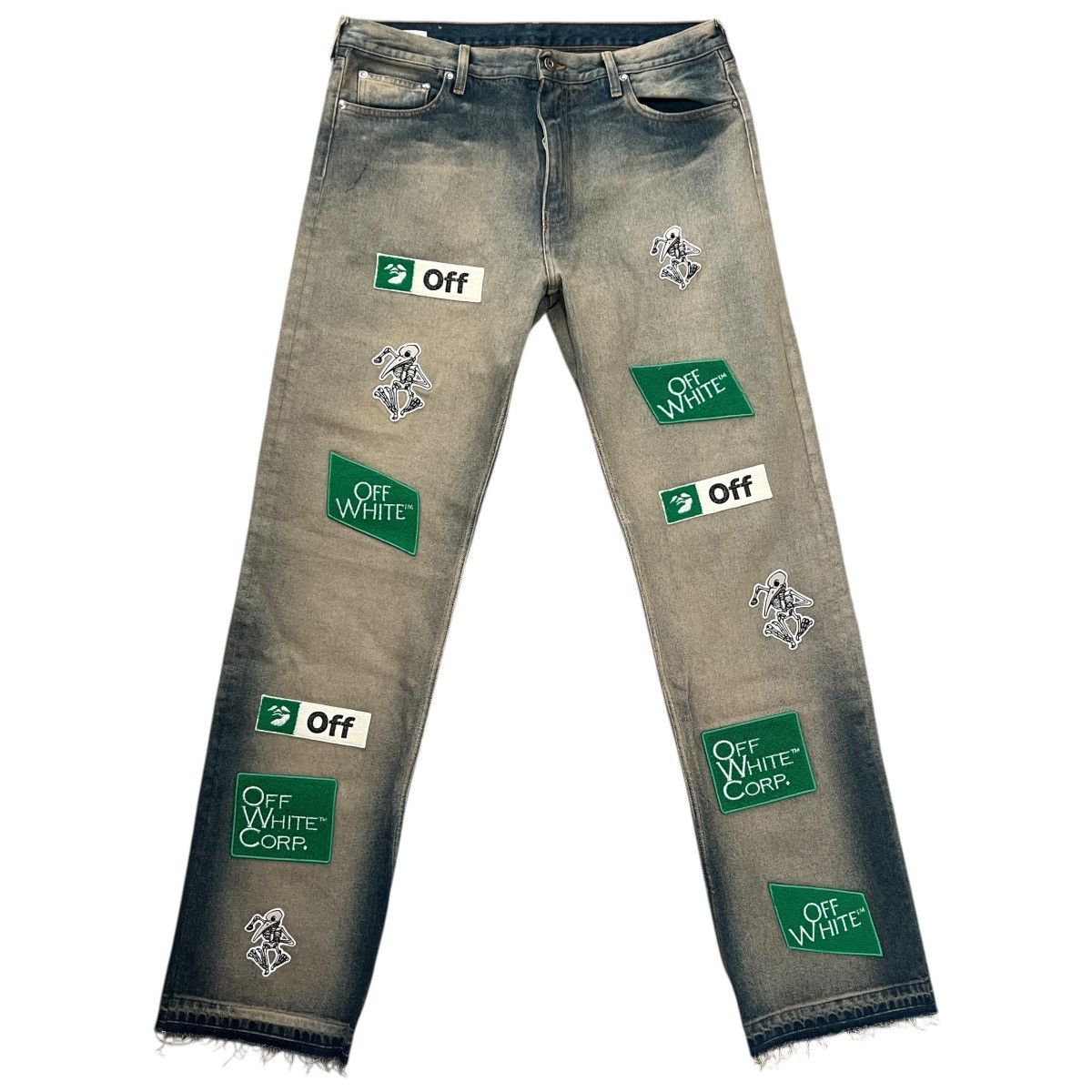 Off-White OFF-WHITE™ Diag Multi Logo Relax Slim Patchwork Denim Pants Size US 34 / EU 50 - 1 Thumbnail