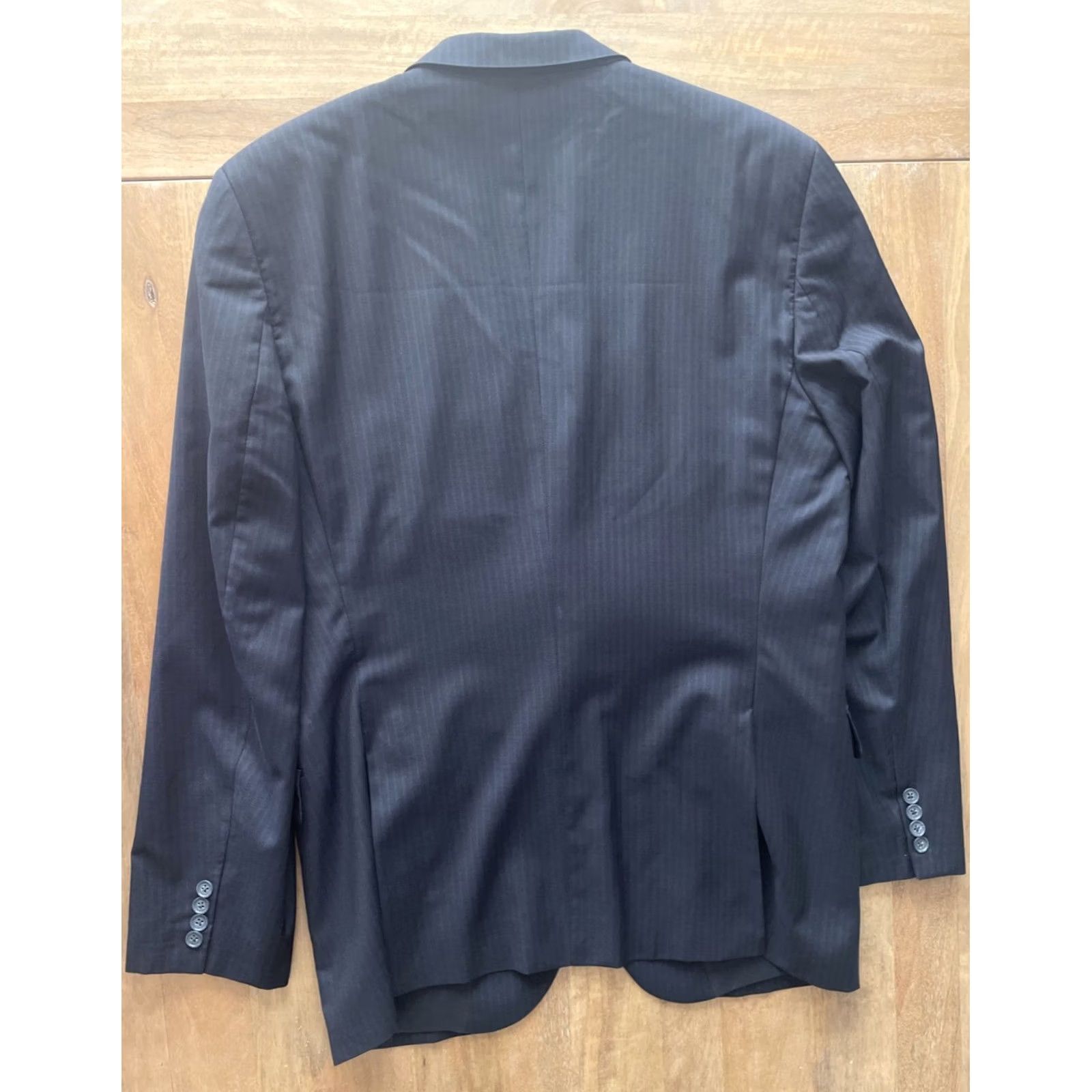 Jack Victor Jack Victor Sport Coat Blazer Mens 42R Slim Fit Pinstripe Black/Blue Size 42R - 2 Thumbnail