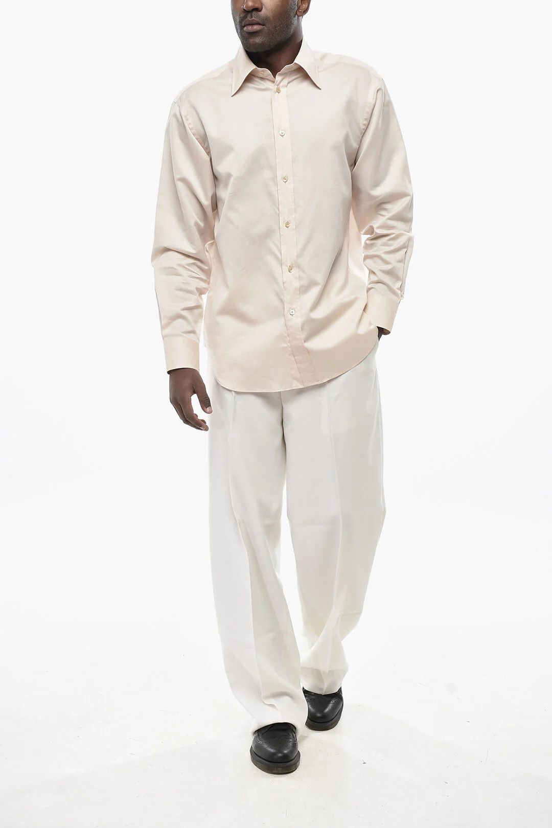 Tom Ford og1mm0426 Cotton & Silk Solid-Color Shirt in Pink Size US S / EU 44-46 / 1 - 4 Thumbnail