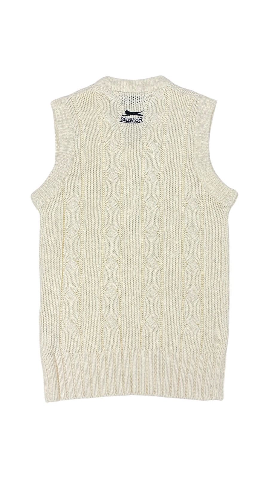 Vintage 🔥LASTDROP🔥 Slazenger Cozy Cable Knit School Vest Sweater Size S / US 4 / IT 40 - 2 Thumbnail
