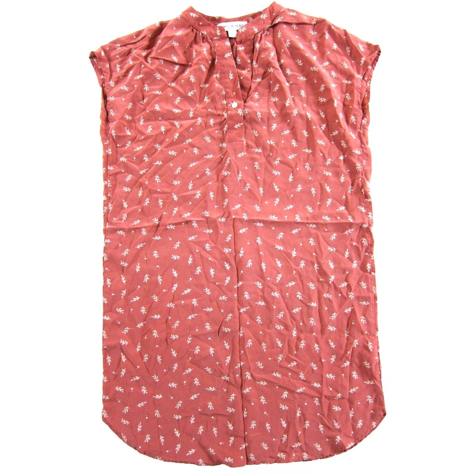 Vintage Amour Vert Tunic Dress XS Pink White Floral 100% Silk Short Sleeve V-Neck Size 26" / US 2 / IT 38 - 2 Thumbnail