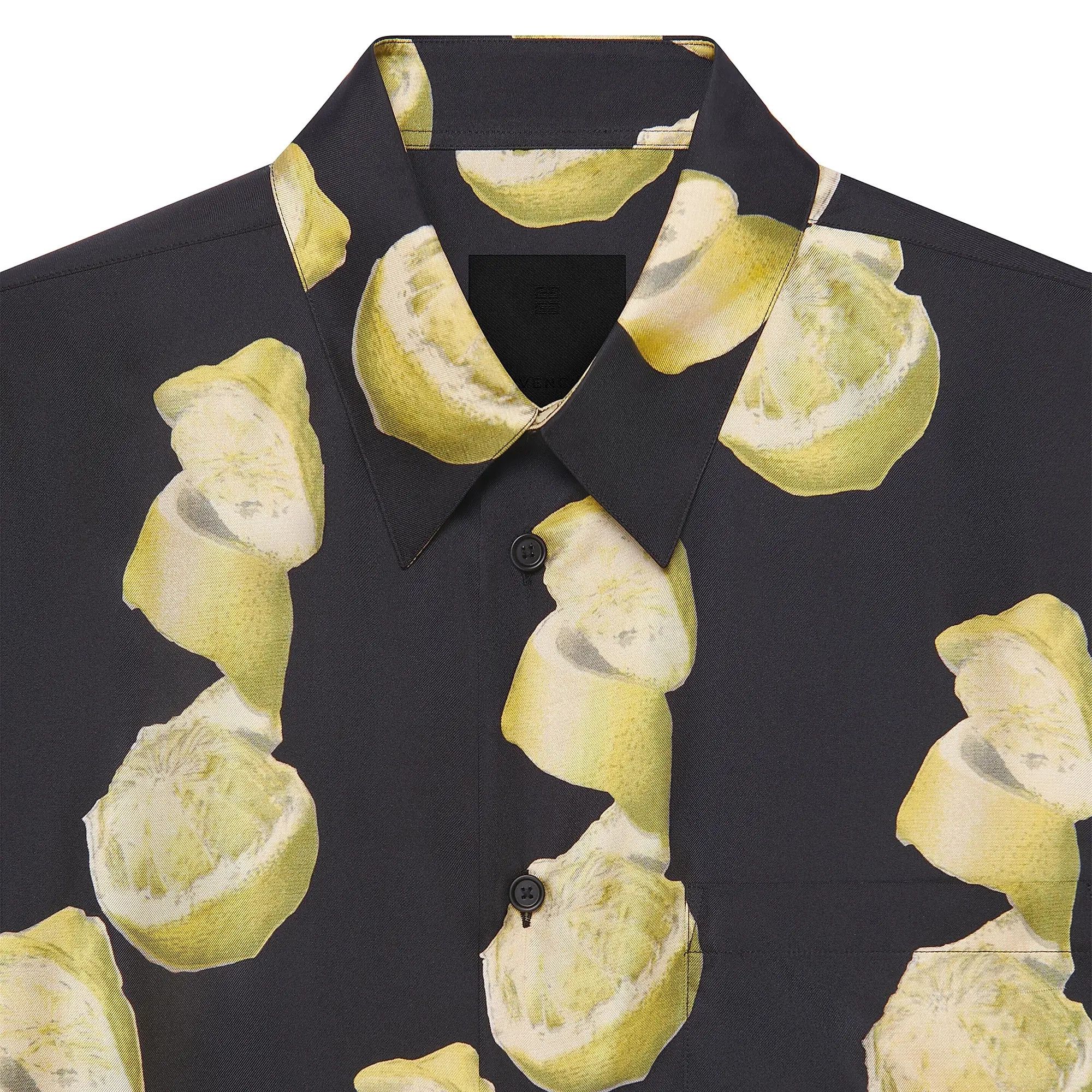 Givenchy 42 Givenchy Lemon Printed Silk Hawaiian Shirt Black Yellow Size US XL / EU 56 / 4 - 2 Thumbnail