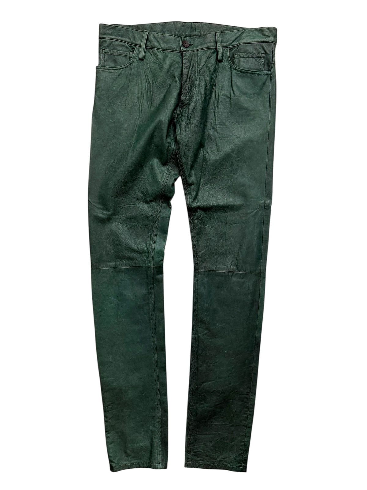 Ann Demeulemeester $1695 Green Leather Trouser Size US 34 / EU 50 - 1 Thumbnail