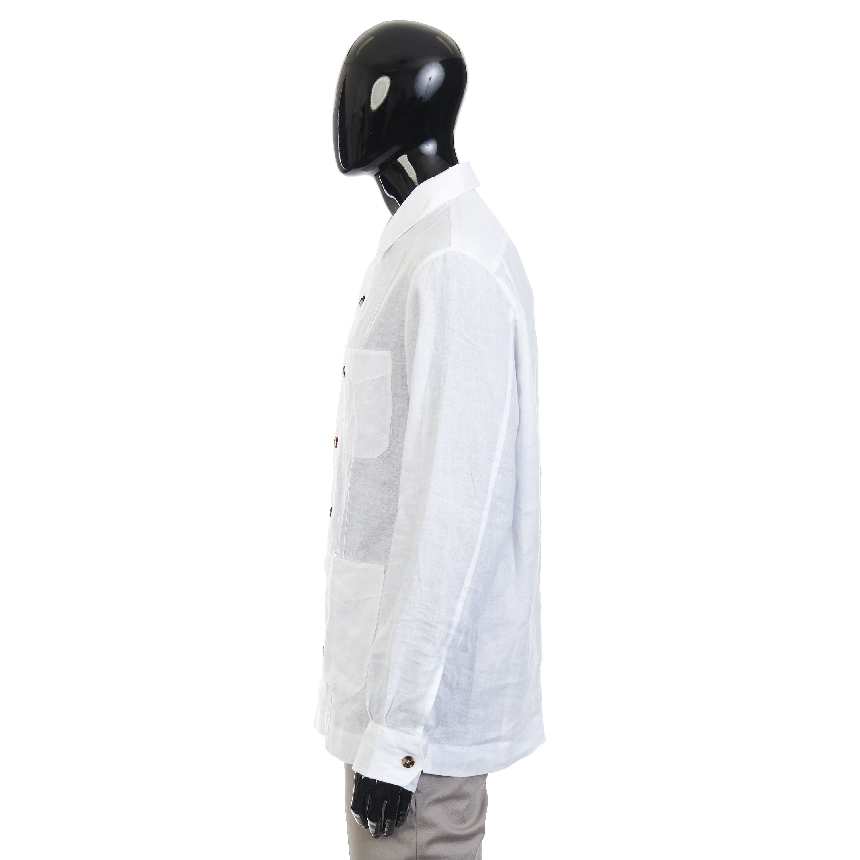Brunello Cucinelli White Linen Shirt Jacket Size US L / EU 52-54 / 3 - 3 Thumbnail