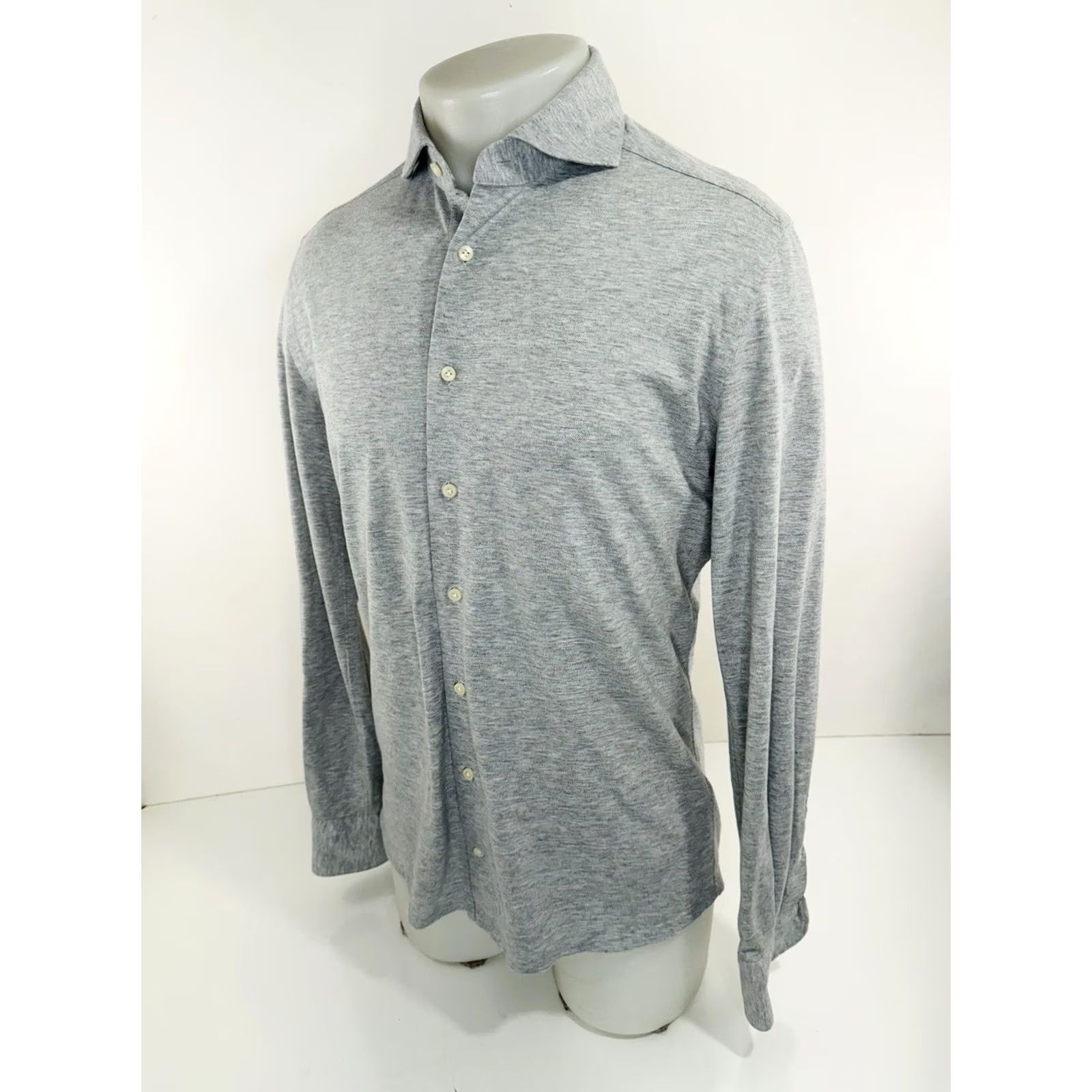 Suitsupply SUIT SUPPLY Extra Slim Fit Shirt Light Gray Pique Knit Mens 15.5 39/40 Size US L / EU 52-54 / 3 - 2 Thumbnail