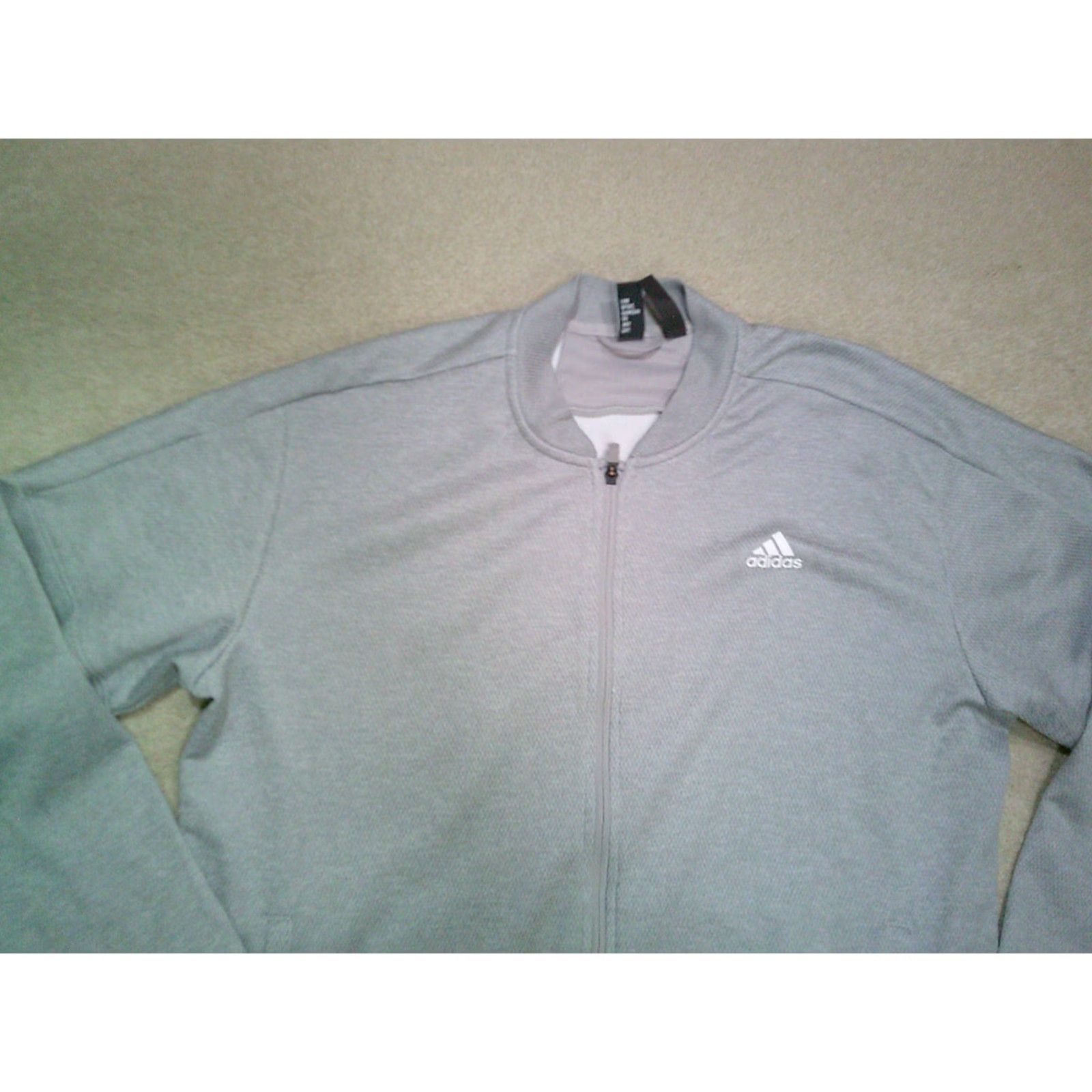 Adidas Adidas Track Jacket Mens XL Gray Band Collar Full Zip Pockets Sports Athleisure Logo Jacket Mens XL Gray Band Collar Size US XL / EU 56 / 4 - 3 Thumbnail