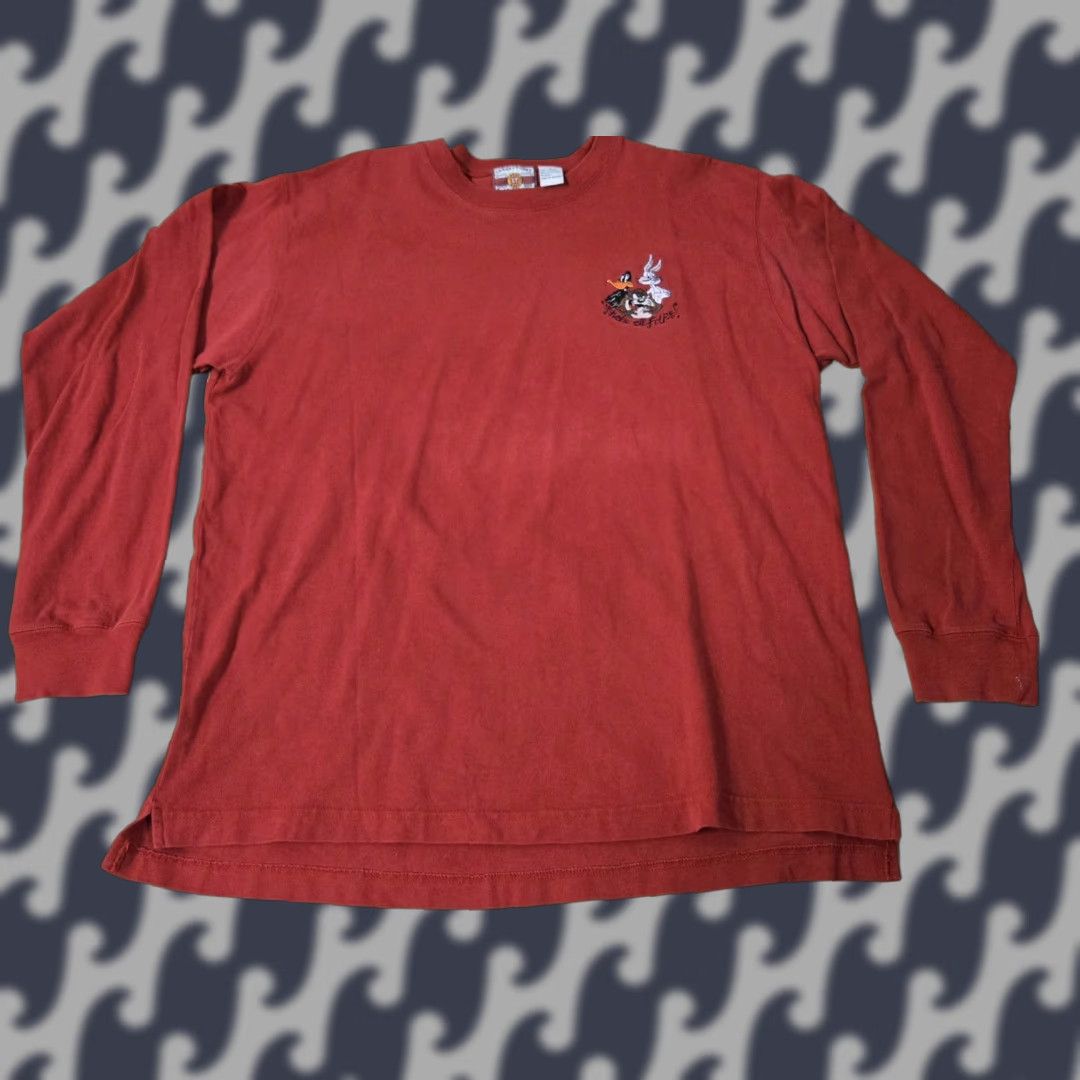 Vintage VINTAGE Looney Tunes Shirt Mens Large Red Bugs Bunny Taz Daffy Duck Thats All Folks Cartoon Size US L / EU 52-54 / 3 - 1 Thumbnail