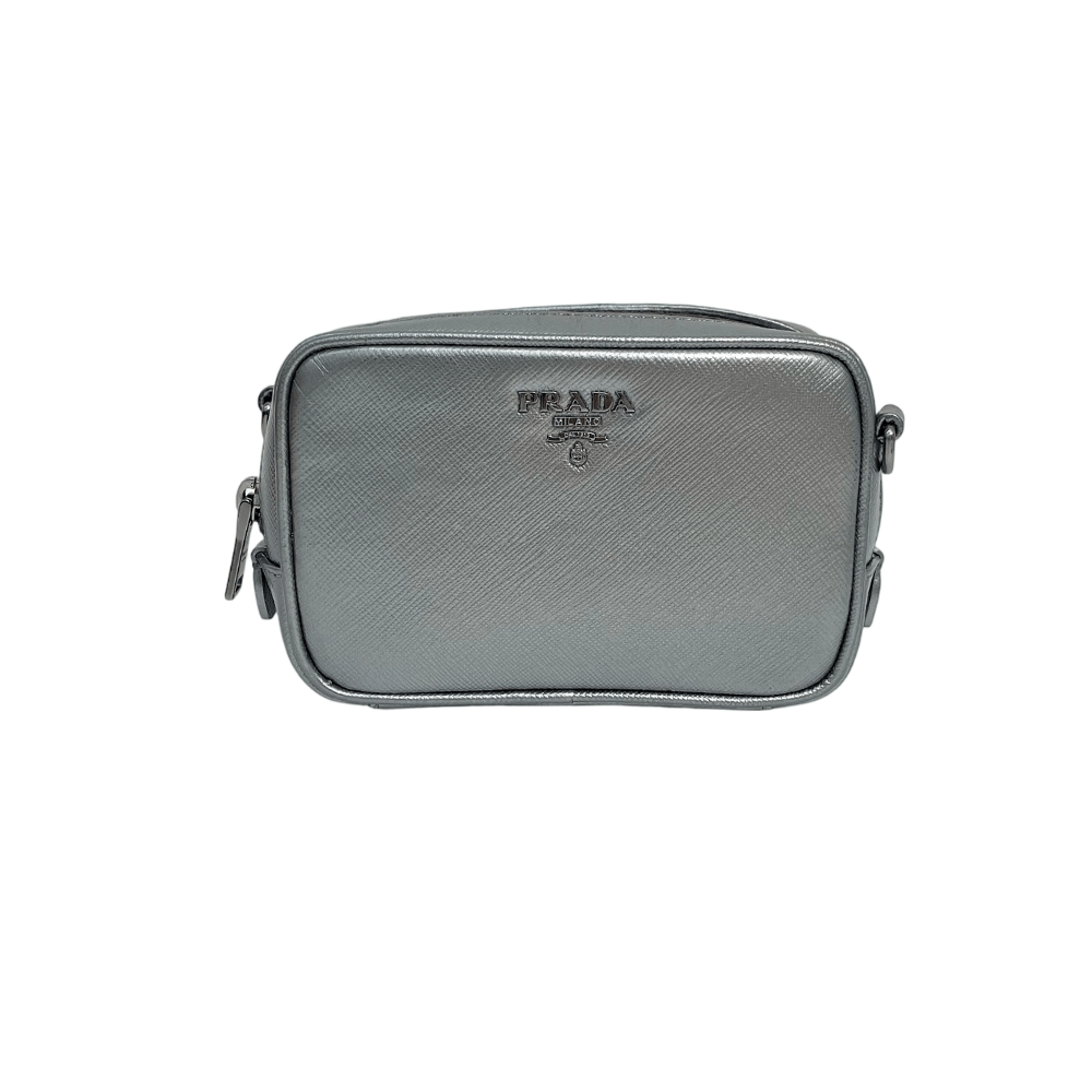 Prada Prada Silver Saffiano Leather Crossbody Bag Size ONE SIZE - 1 Thumbnail