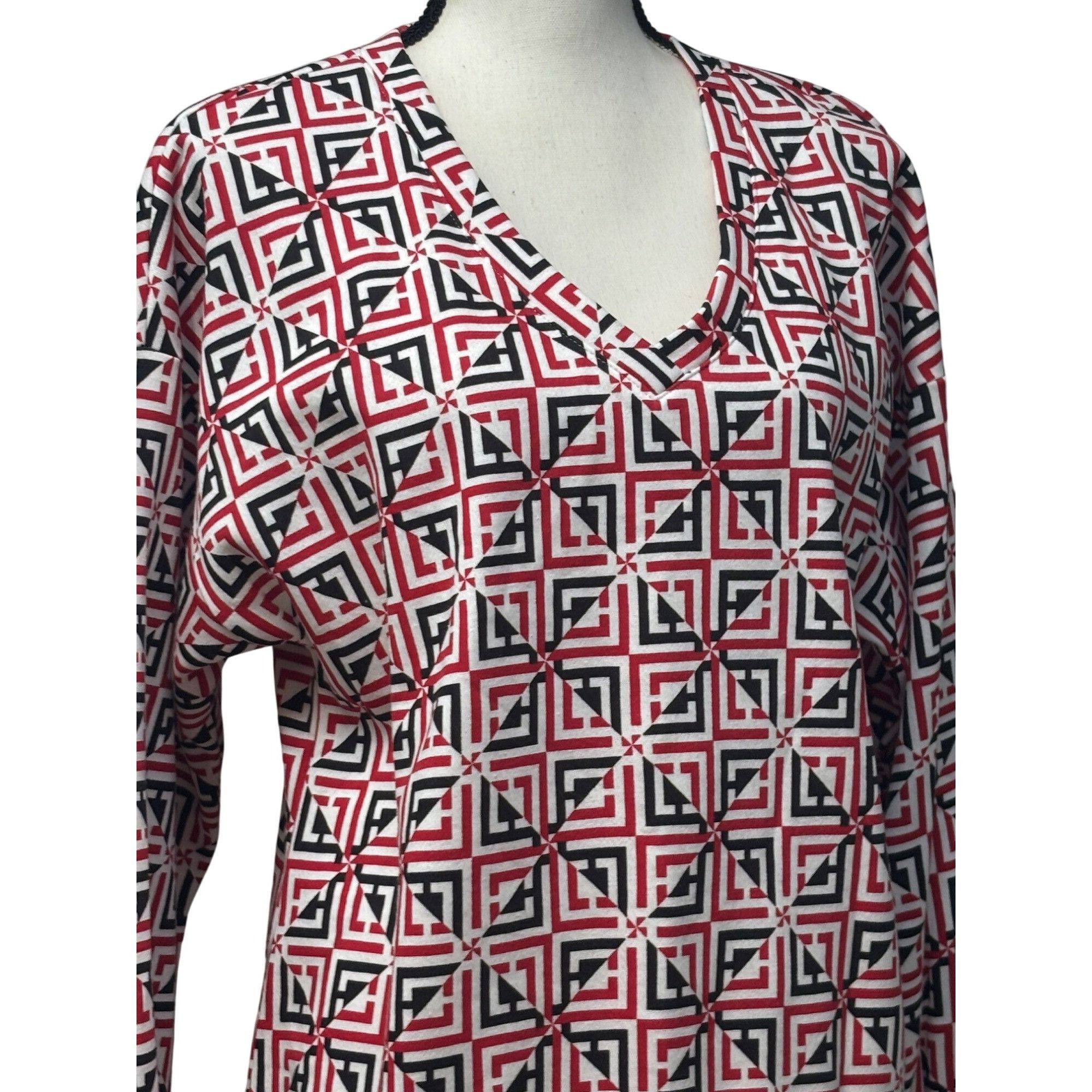 Liz Claiborne Liz Claiborne Women’s Printed V-neck Bishop Sleeve Sweatshir Size L / US 10 / IT 46 - 5 Thumbnail
