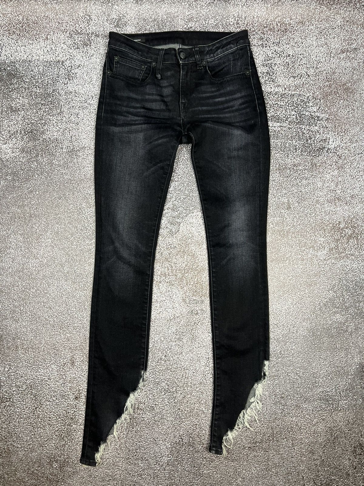 image of R13 Kate Skinny Distressed Denim Pants Dark Moon in Black, Women's (Size 26)