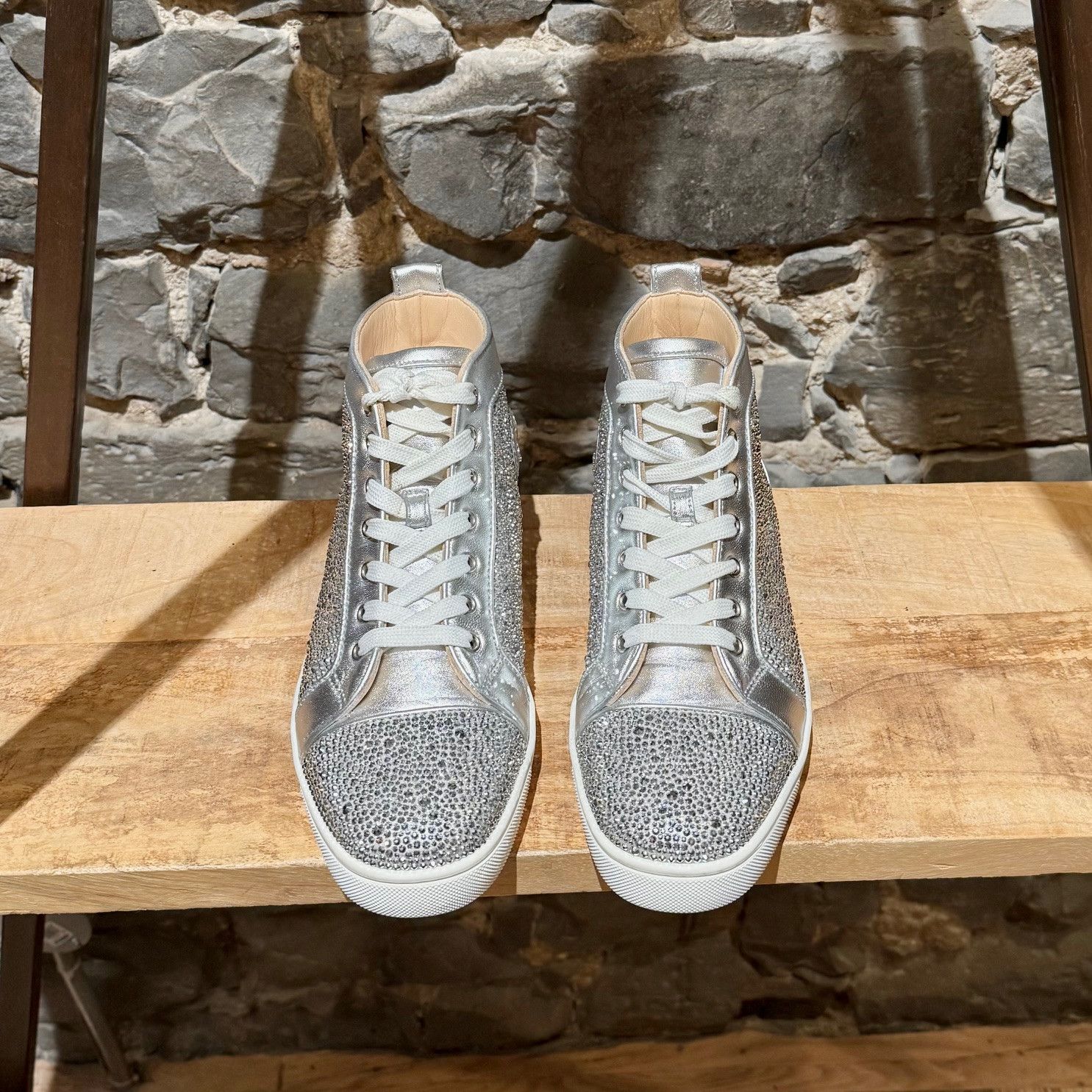 Christian Louboutin Christian Louboutin Silver Louis Strass High-top Sneakers Size US 8 / EU 41 - 4 Thumbnail
