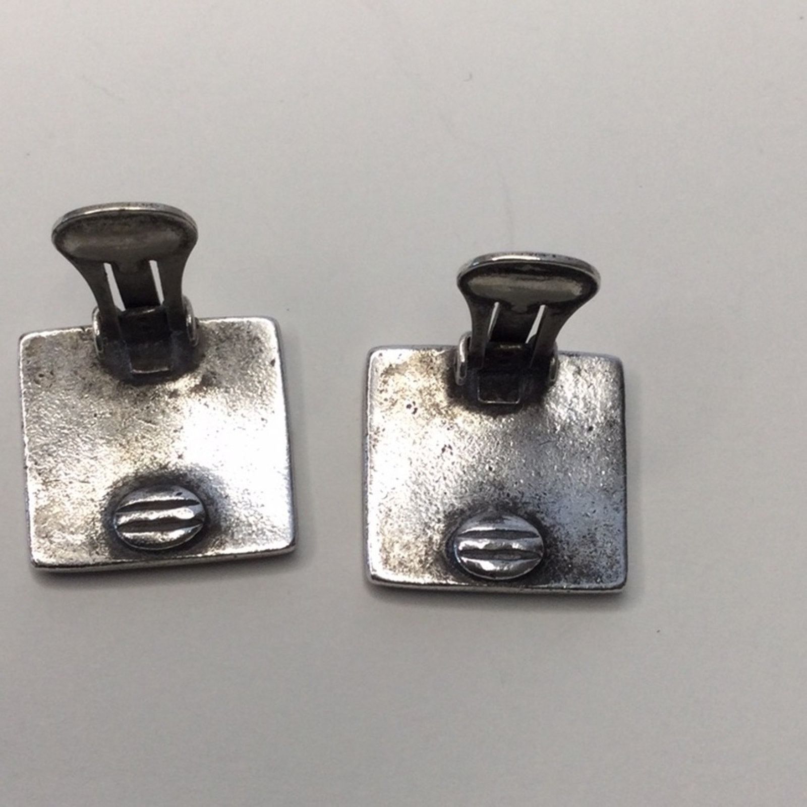 Other Square Geometric Green & Gray Vintage 1980's ClipOn Earrings Size ONE SIZE - 11 Thumbnail
