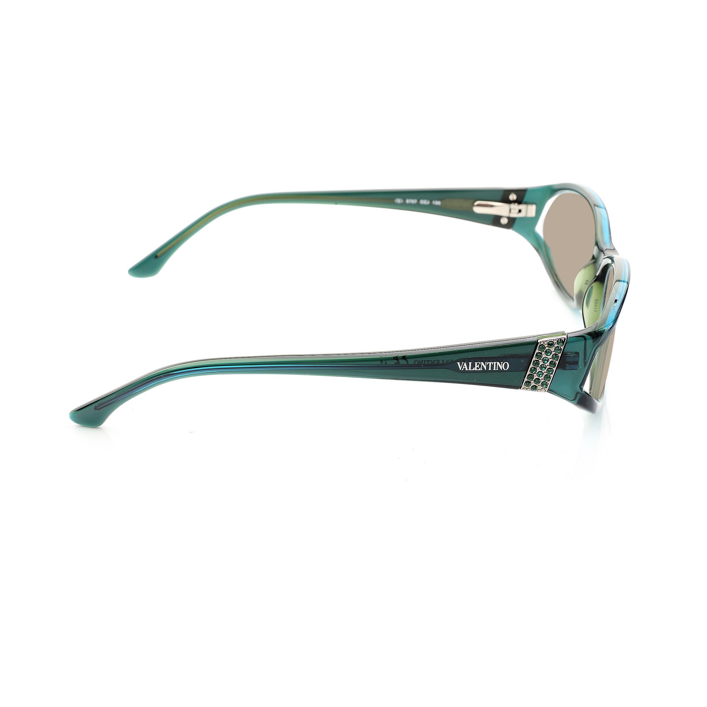 Valentino Valentino '00s Bottle Green Crystals Plastic Sunglasses Size ONE SIZE - 4 Thumbnail