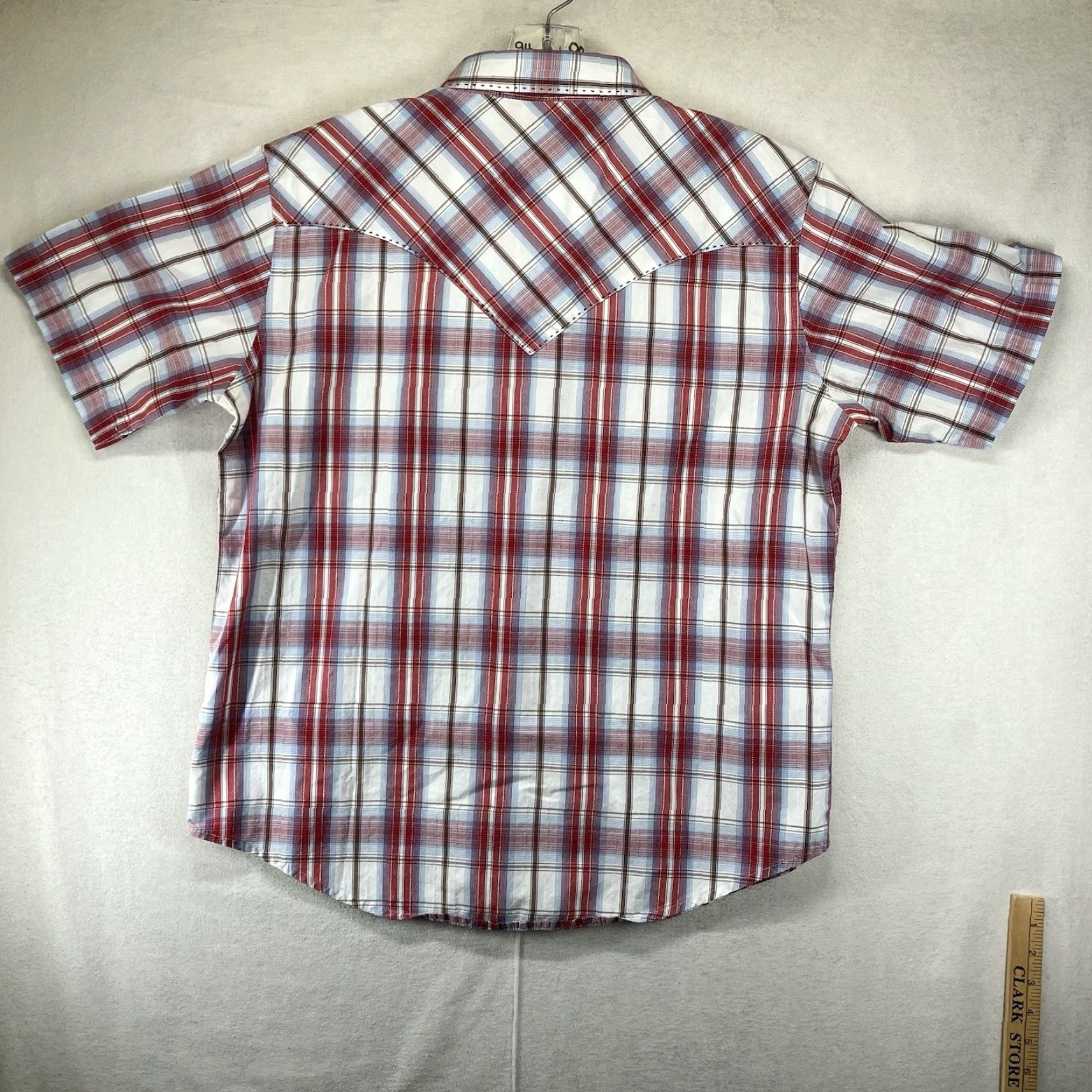 Wrangler VINTAGE Wrangler Shirt Mens Large Red Plaid Pearl Snap Cowboy USA Western Rodeo Shirt (Button-Up, Cowboy, Retro) Mens Size US L / EU 52-54 / 3 - 2 Thumbnail
