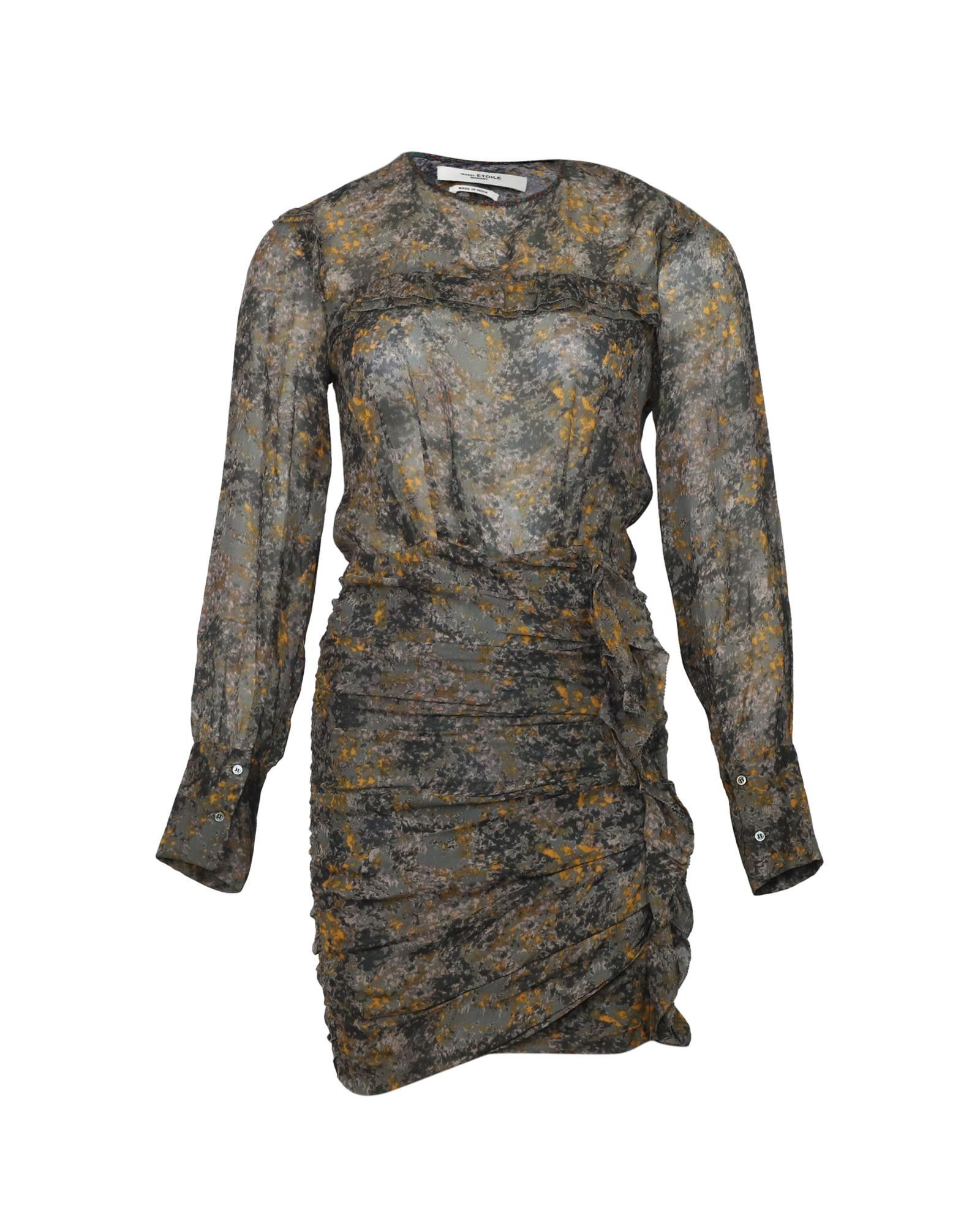 image of Isabel Marant Floral-Print Sheer Mini Dress In Multicolor Viscose, Women's (Size XS)