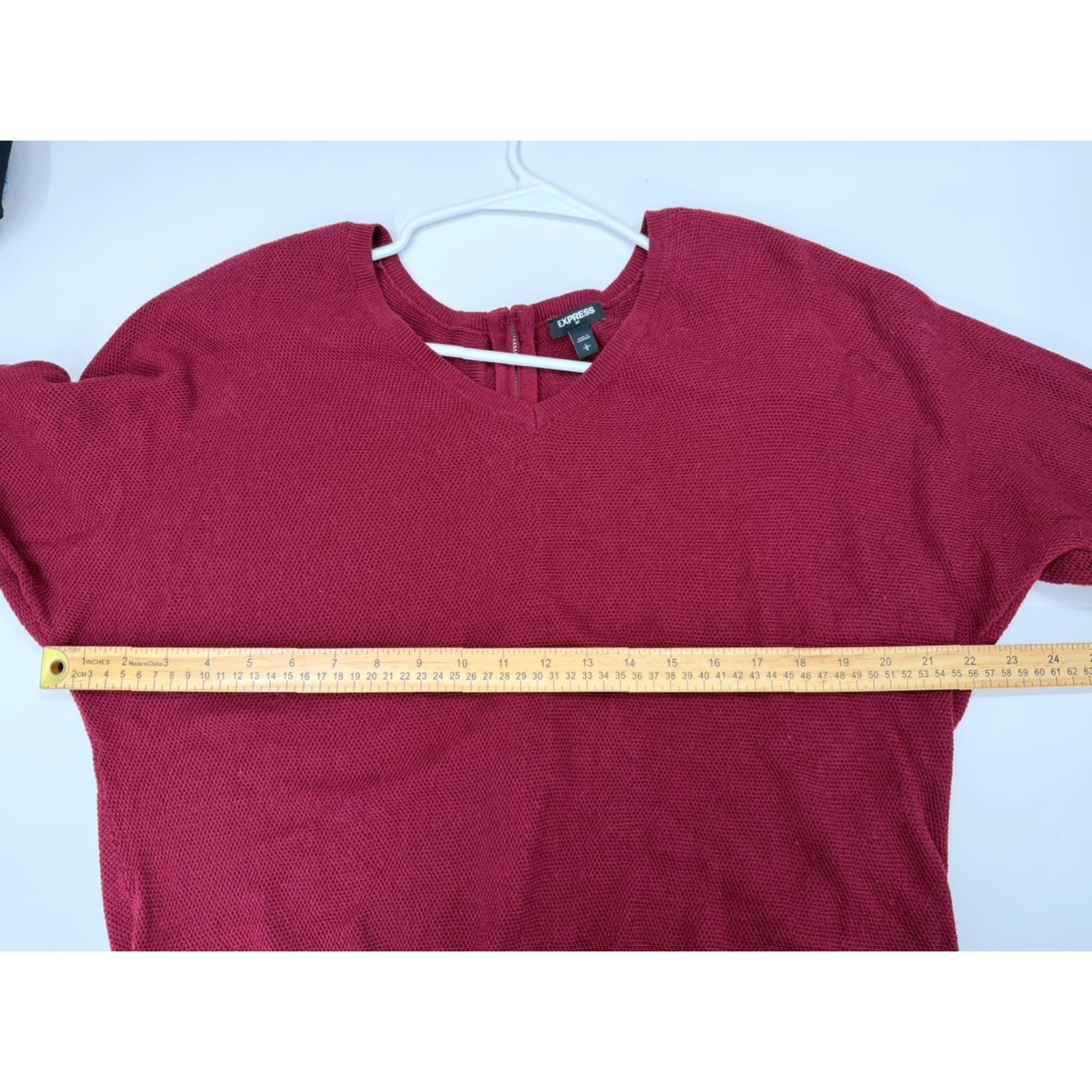Express Express Womens Sweater Long Sleeve Zip Up Back V-Neck Red L Size L / US 10 / IT 46 - 7 Thumbnail