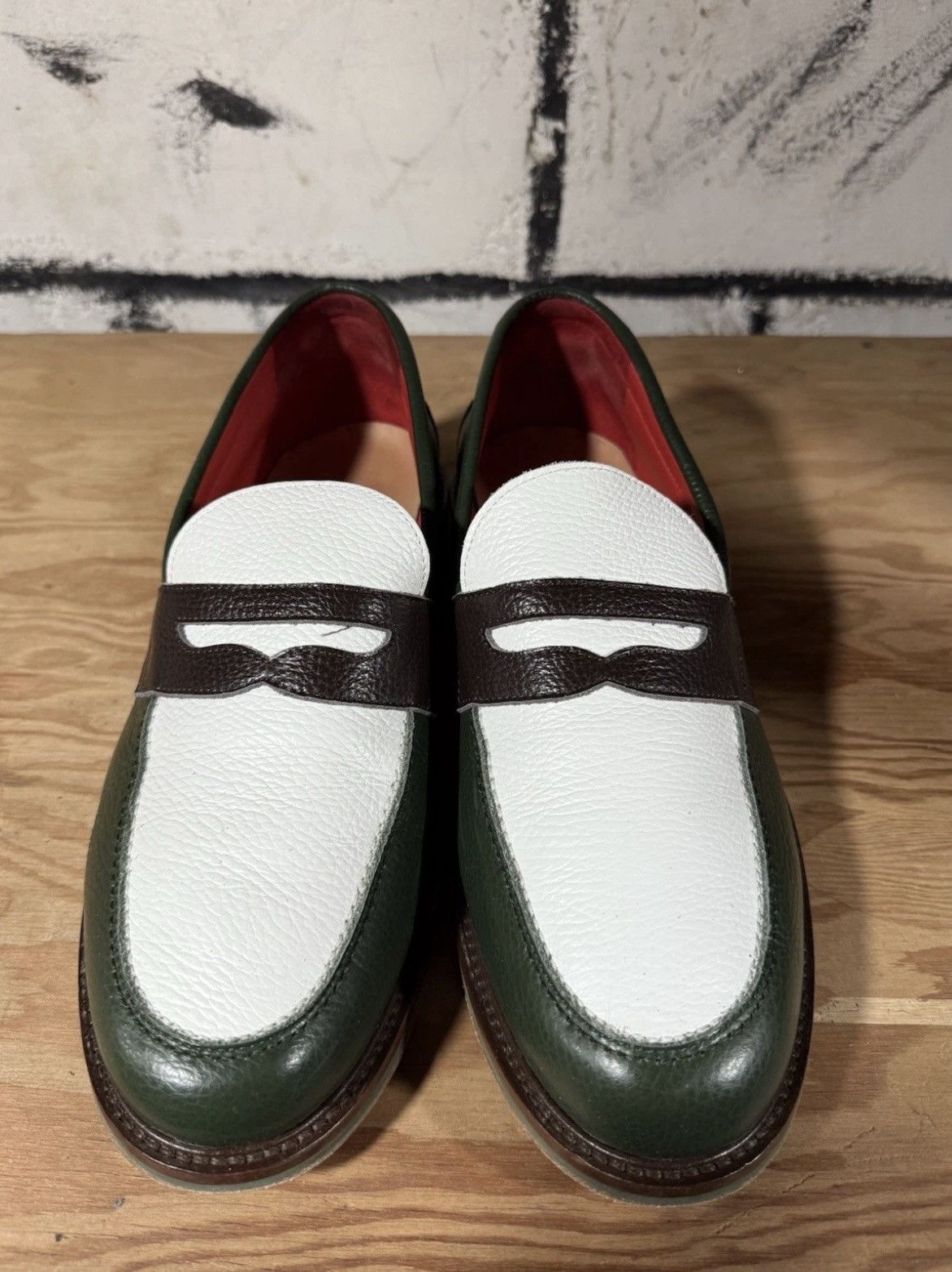 Aime Leon Dore Aime Leon Dore PENNY LOAFER WHITE/BOTANICAL GREEN MENS 12 Size US 12 / EU 45 - 4 Thumbnail