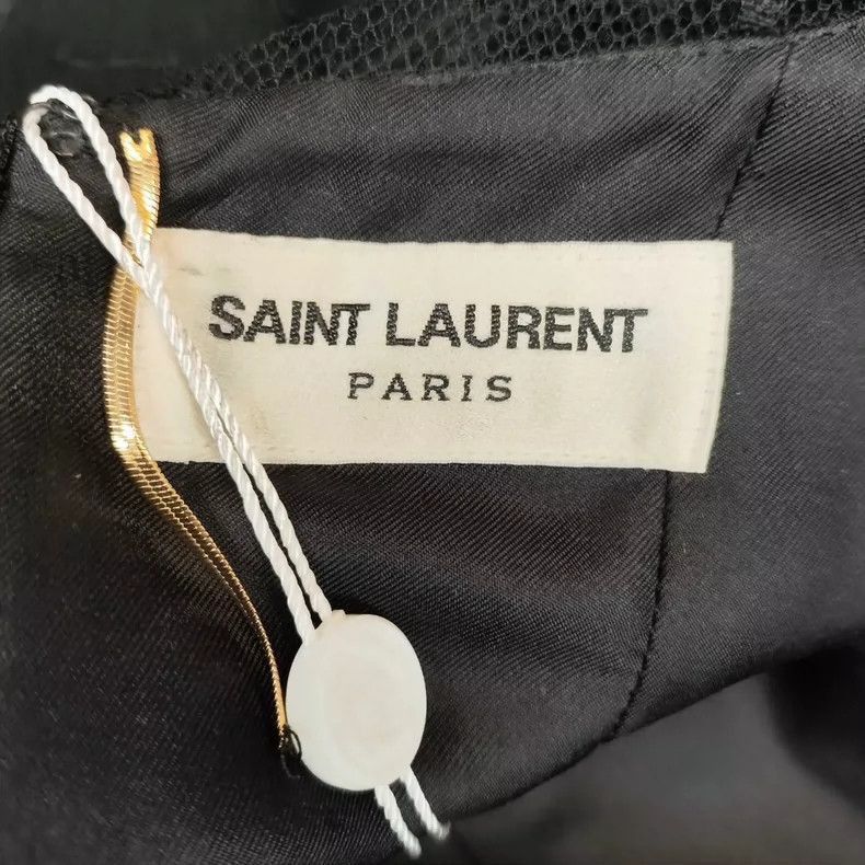 Saint Laurent Paris vintage ysl black wool dress with sheer sleeves Size US 34 / EU 50 - 3 Thumbnail