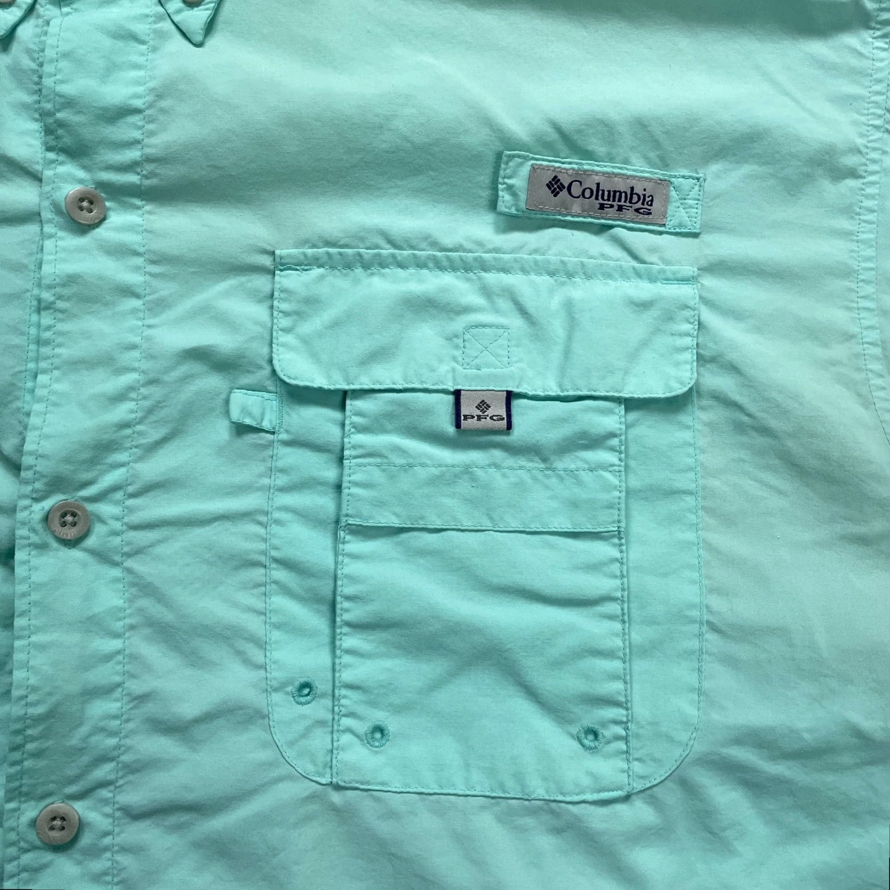 Vintage VINTAGE? No — Actually: Columbia PFG Omni-Shade Button-Up Shirt Mens 2XL Green Short Sleeve Casual Outdoor Size US XXL / EU 58 / 5 - 7 Thumbnail