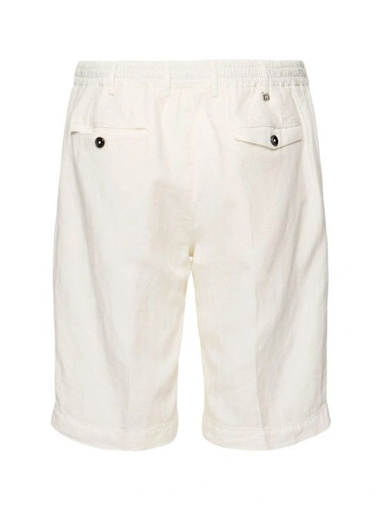 PT Torino o1lsvrm0425 Lyocell Blend Herringbone Shorts in Beige/White Size US 28 / EU 44 - 2 Thumbnail