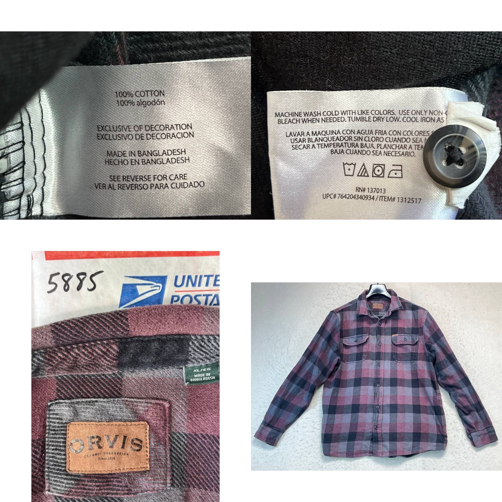 Orvis Orvis Mens Flannel Plaid Shirt Button-Up XL Multicolor Cotton Outdoor Camping Size US XL / EU 56 / 4 - 8 Thumbnail
