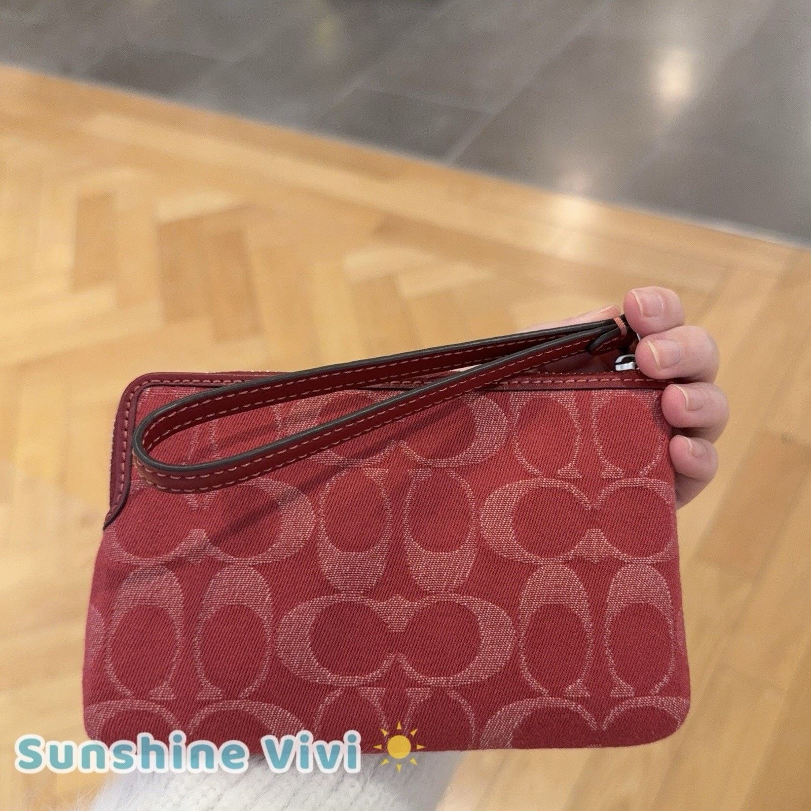 Coach NWT Coach Corner Zip Wristlet CDF27 denim/Silver/True Red Size ONE SIZE - 3 Thumbnail