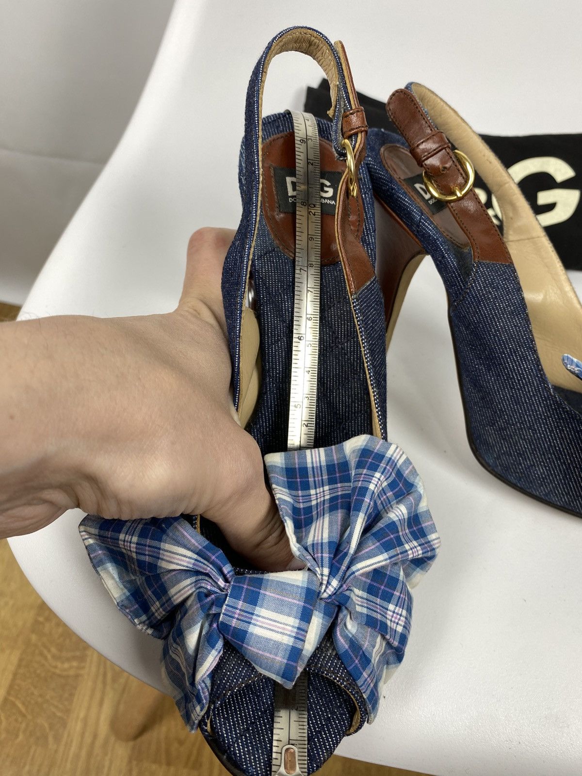 Dolce & Gabbana Dolce & Gabbana Denim Sandals Slingback Plaid size 38 Size US 8 / IT 38 - 11 Thumbnail