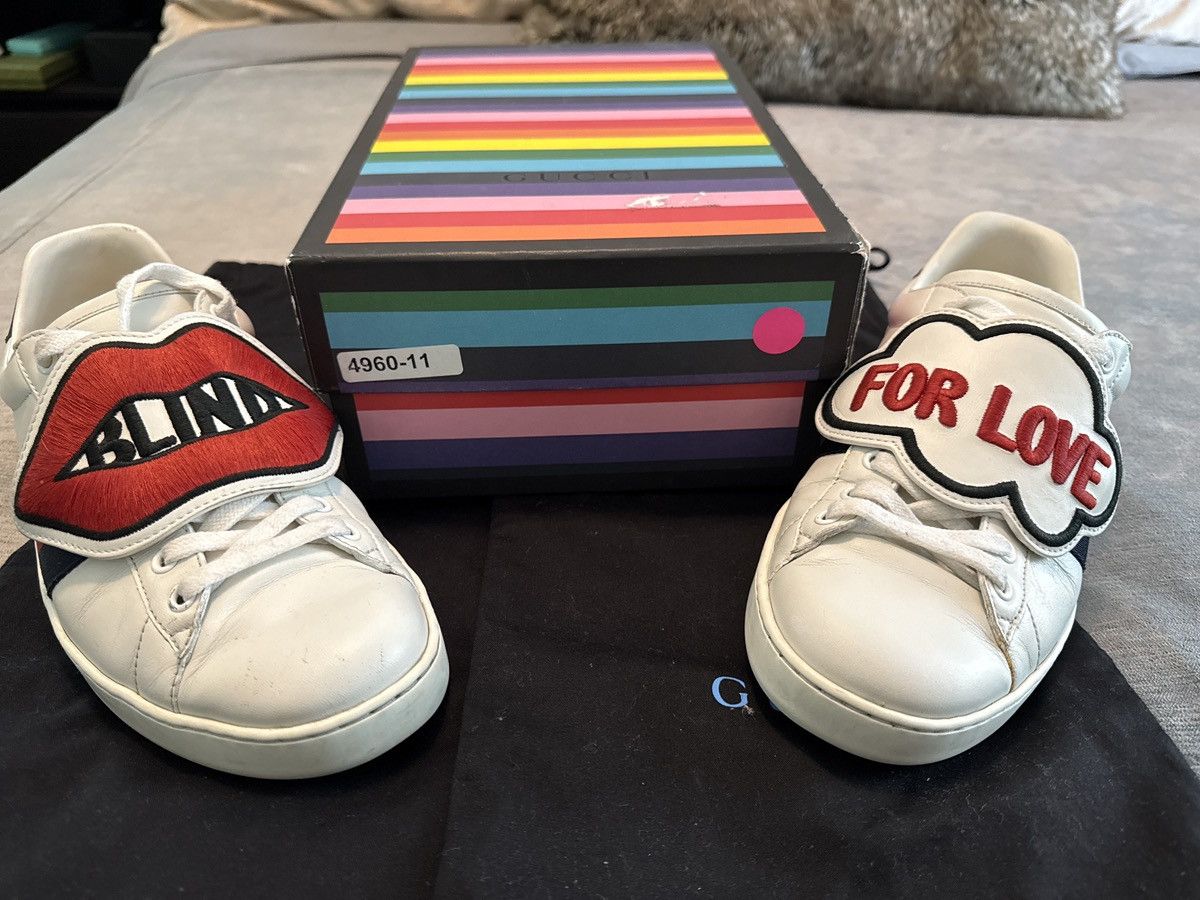 Gucci GUCCI MEN’s ACE sneaker with LOVE IS BLIND removable patches Size US 7 / EU 40 - 7 Thumbnail