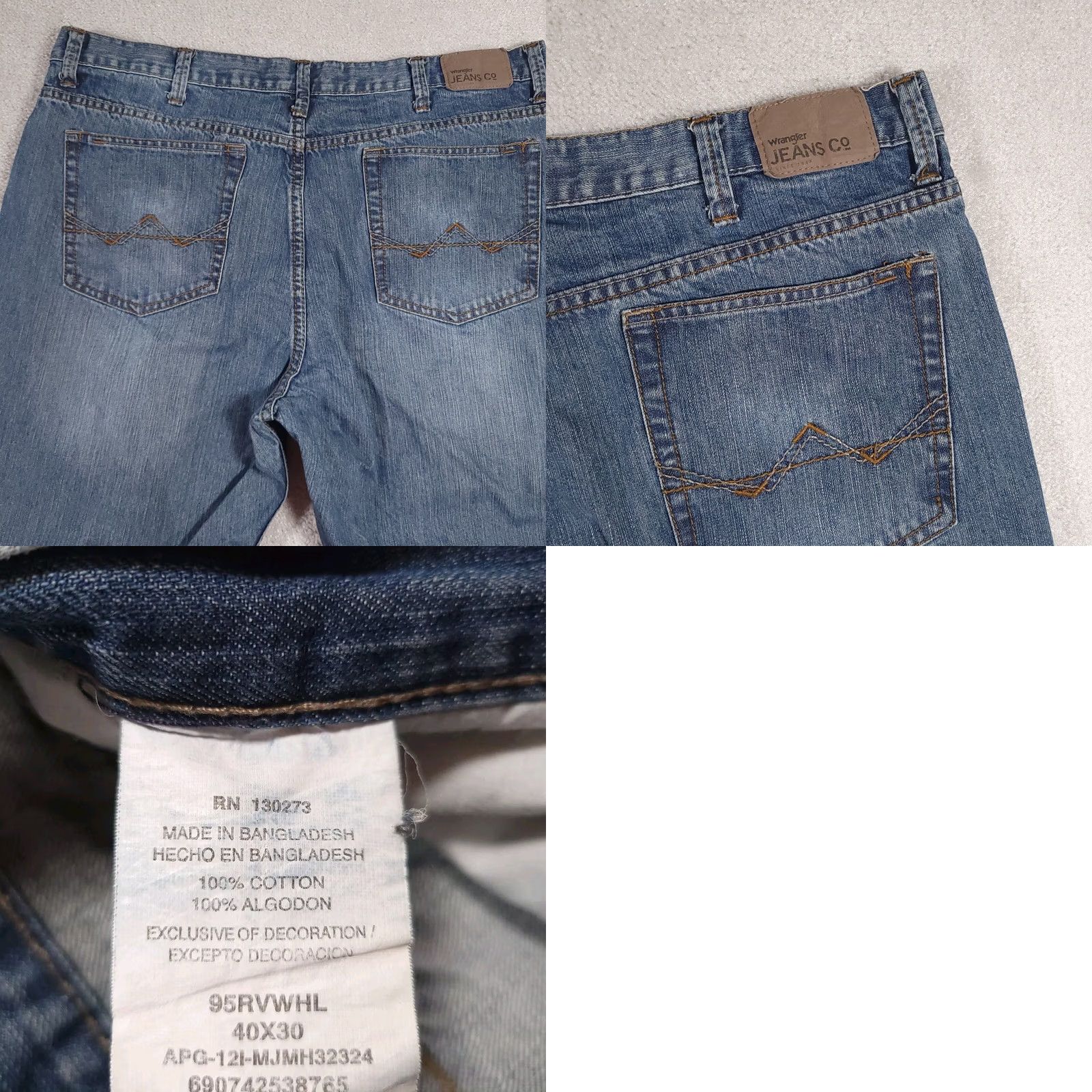 Wrangler Wrangler Jeans Mens 40X30 Straight Fit Western Chore Barn Workwear Medium Wash Blue Size US 40 / EU 56 - 9 Thumbnail