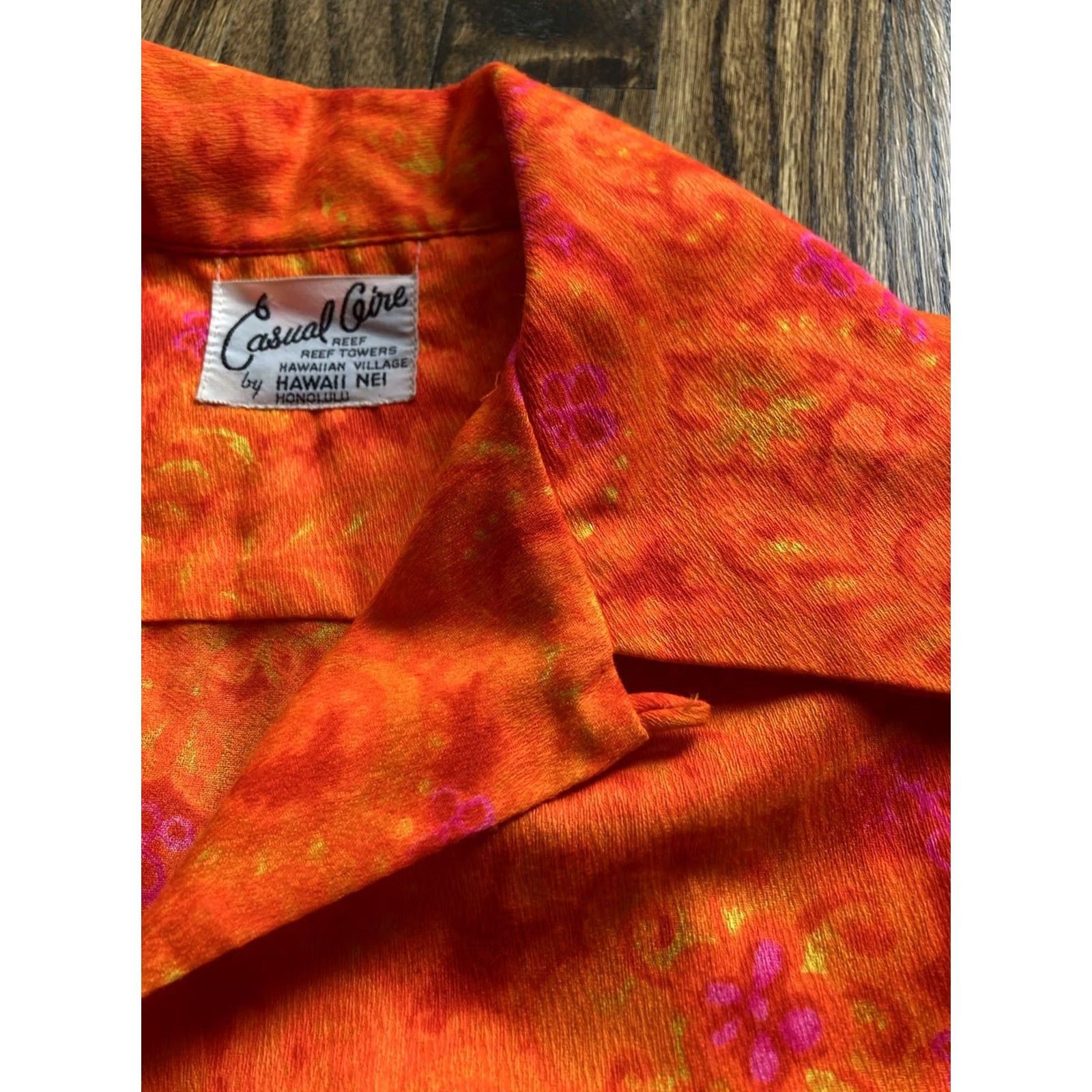 Vintage VINTAGE 50s 60s Casual Aire Hawaiian Shirt Medium Orange Cotton Rockabilly Casual Ceire Men’s Ladies Size US M / EU 48-50 / 2 - 5 Thumbnail