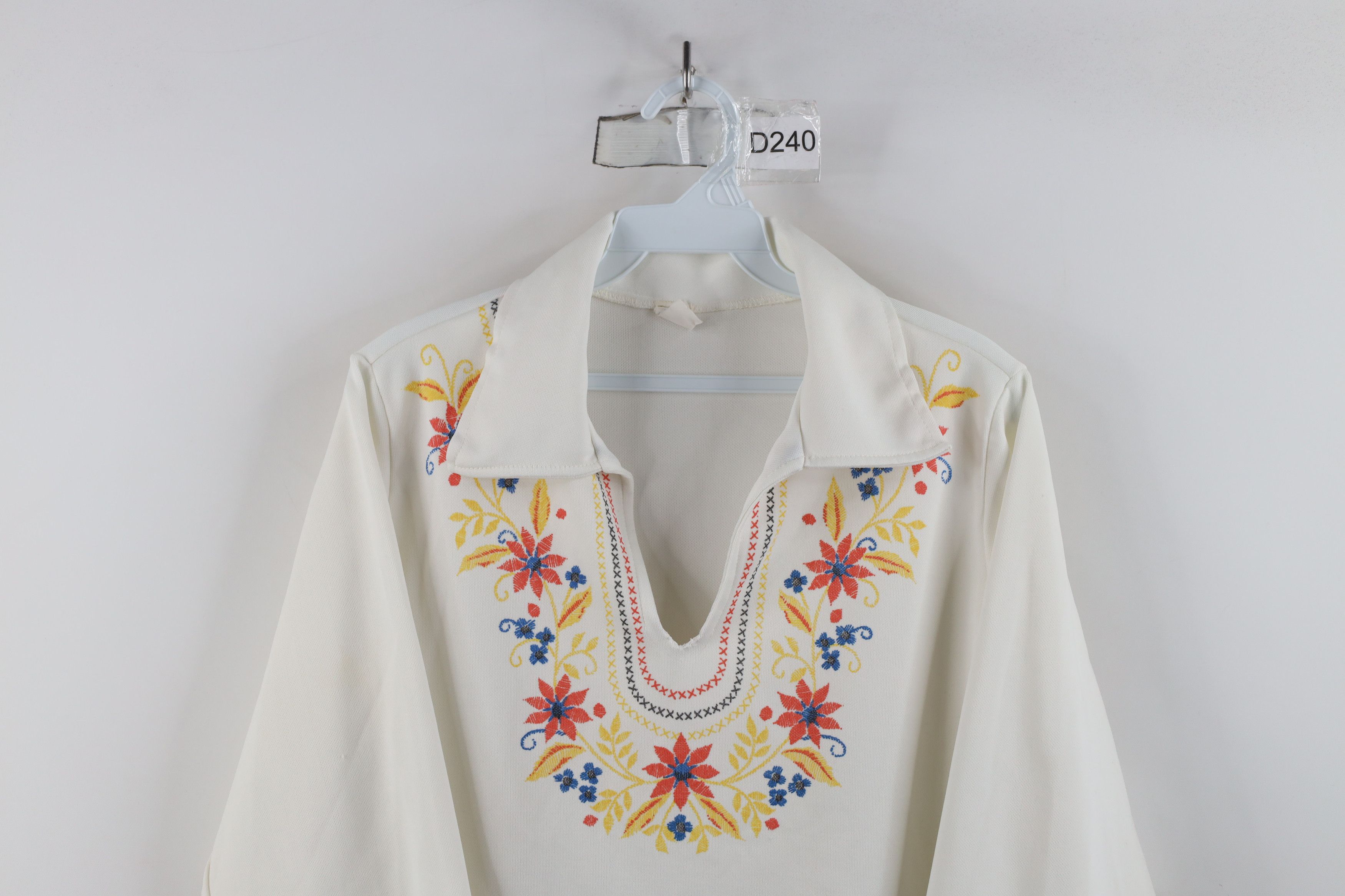 Vintage Vintage 70s Mid Century Modern MCM Knit Collared Shirt Size L / US 10 / IT 46 - 2 Thumbnail