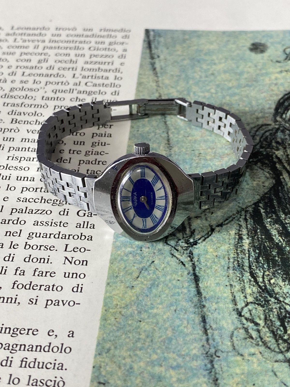 Jewelry Vintage USSR Chaika 17 Jewels Mechanical Watch Blue Dial Size ONE SIZE - 6 Thumbnail