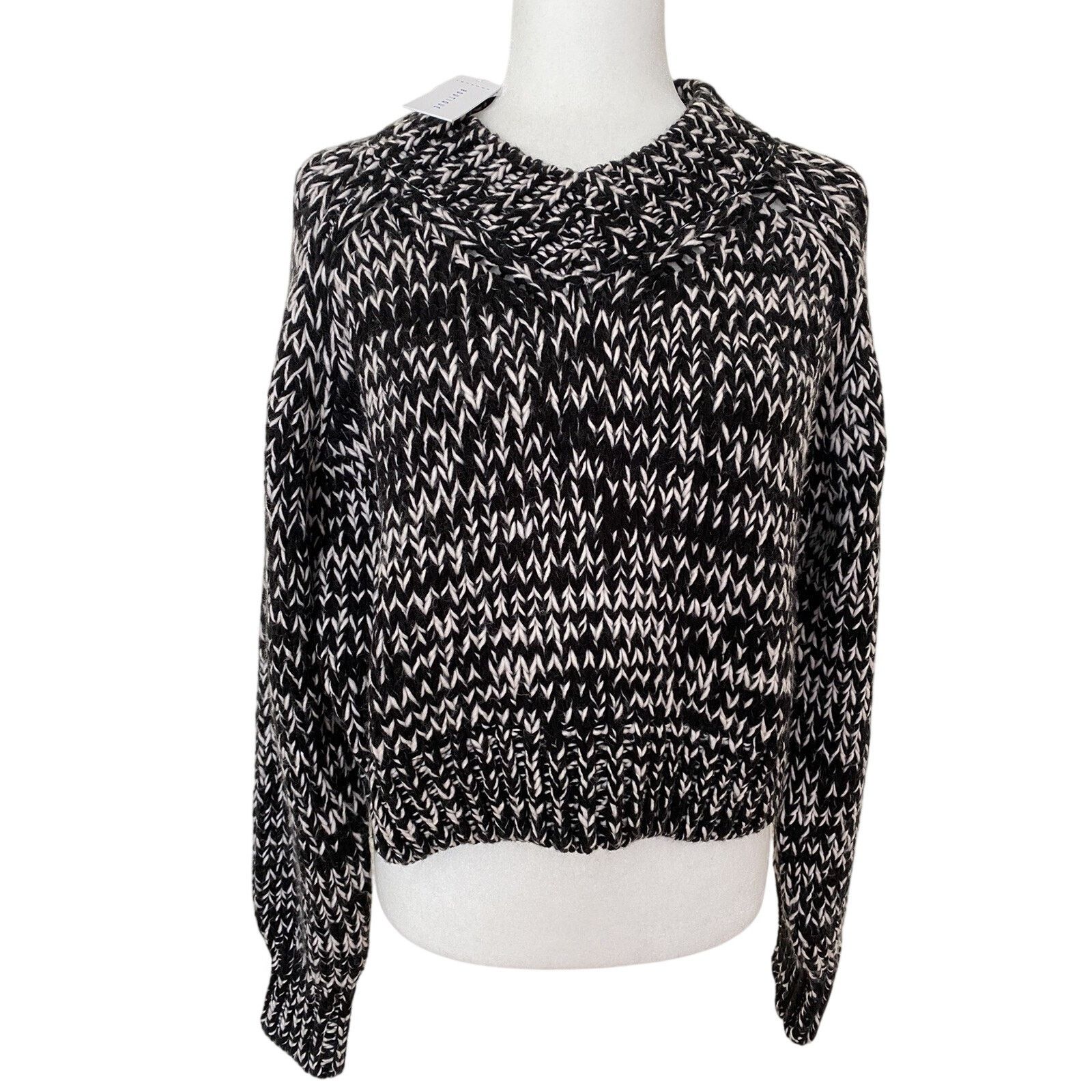 Topshop TopShop Black White Chunky Knit Sweater knitt Size M A003074 Size M / US 6-8 / IT 42-44 - 3 Thumbnail