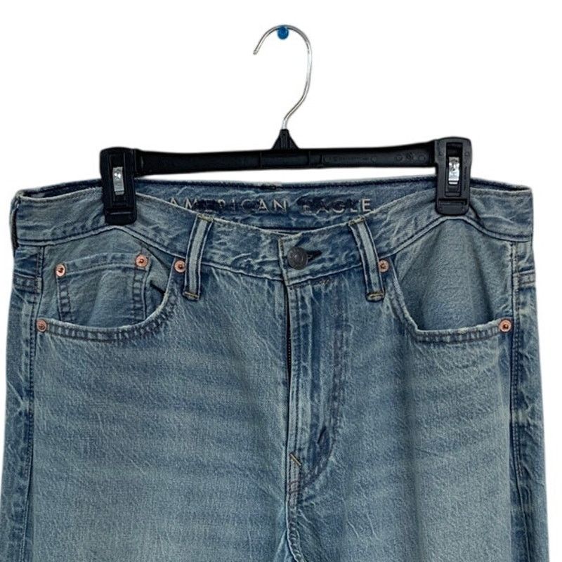 American Eagle Outfitters New AEO Mens Size 34 X 30 Loose Whiskered Denim Blue Jeans Size US 34 / EU 50 - 2 Thumbnail